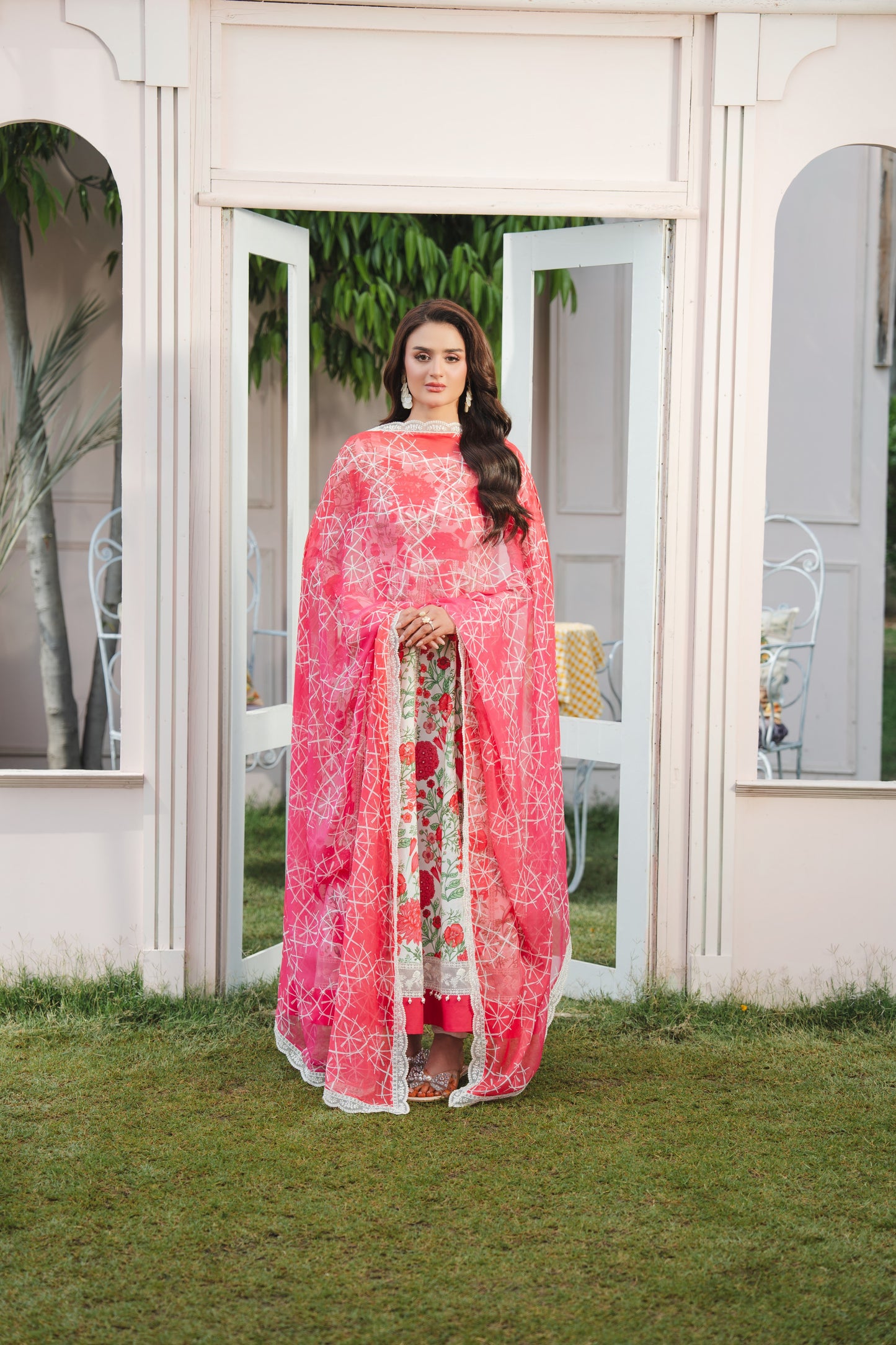 Rs 15950 Aneelas Stitched Lawn Print Emb Frock 3pc [SPR-26-51] [Dispatch Time 2 Months]