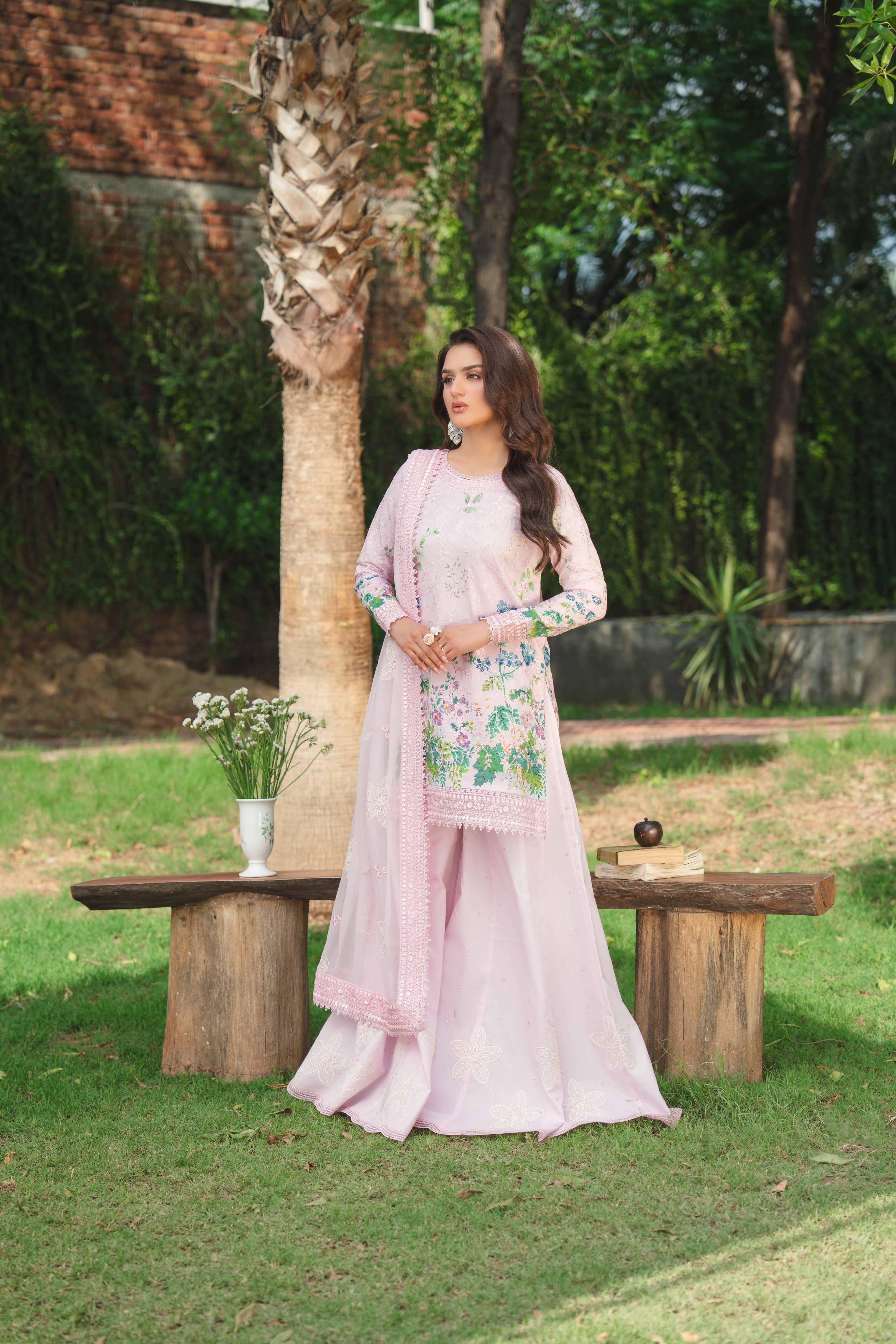 Rs 15500 Aneelas Stitched Print Heavy Emb Shirt Farshi Shalwar Emb Chiffon Duppata 3pc [SPR-26-78-A] [Dispatch Time 2 Months]