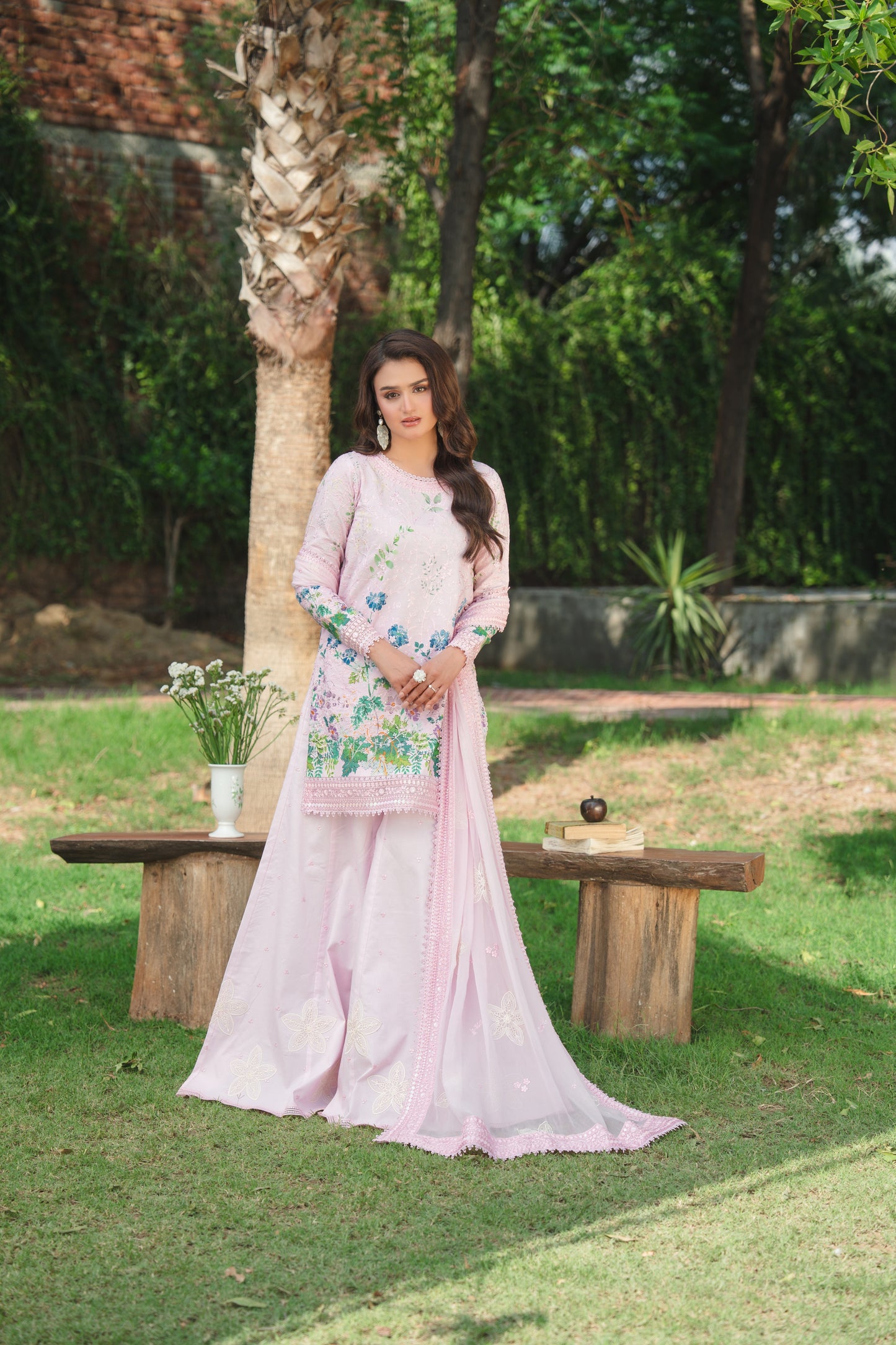 Rs 15500 Aneelas Stitched Print Heavy Emb Shirt Farshi Shalwar Emb Chiffon Duppata 3pc [SPR-26-78-A] [Dispatch Time 2 Months]