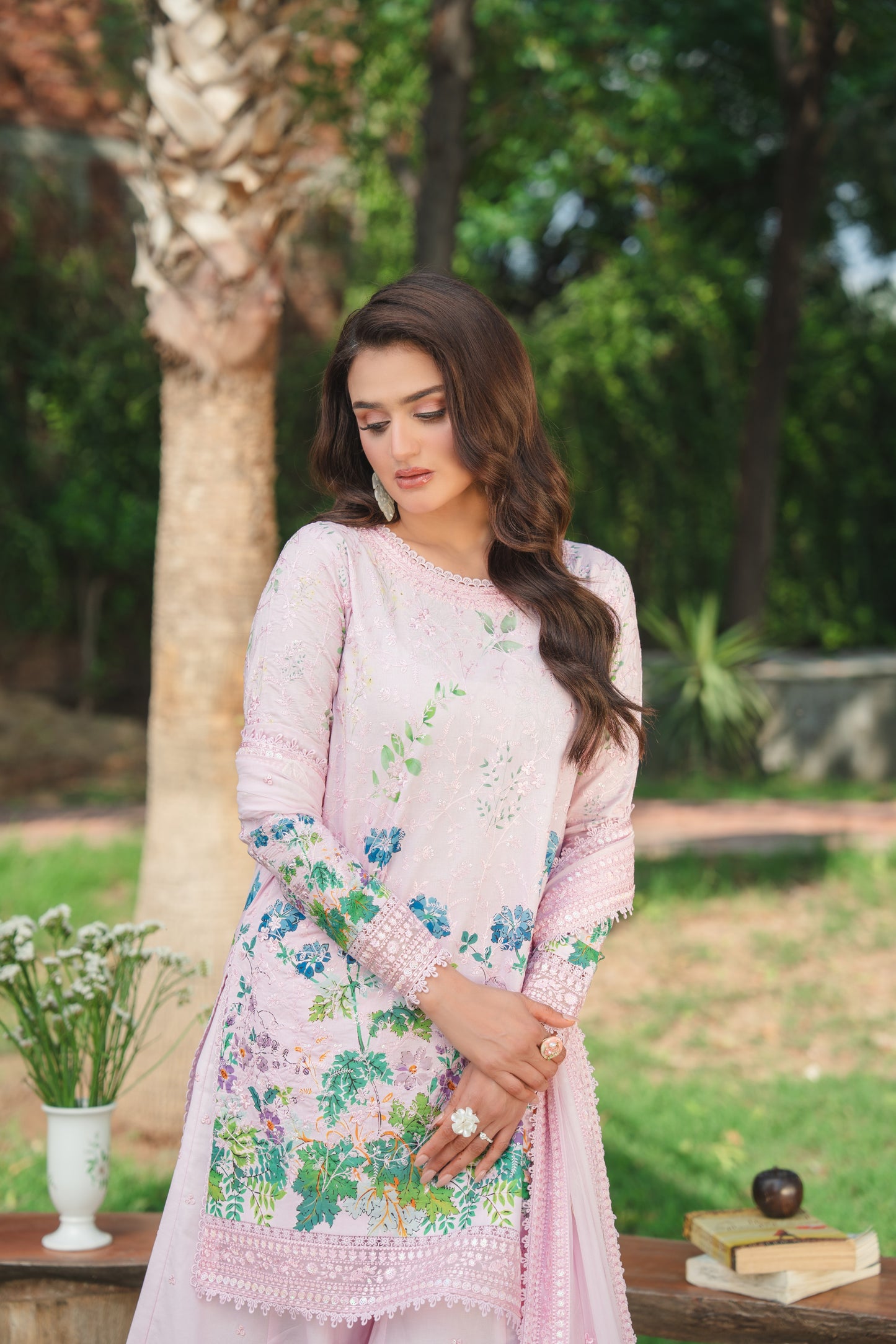 Rs 18000 Aneelas Stitched Print Heavy Emb Shirt Sharara Emb Chiffon Duppata 3pc [SPR-26-78-B] [Dispatch Time 2 Months]