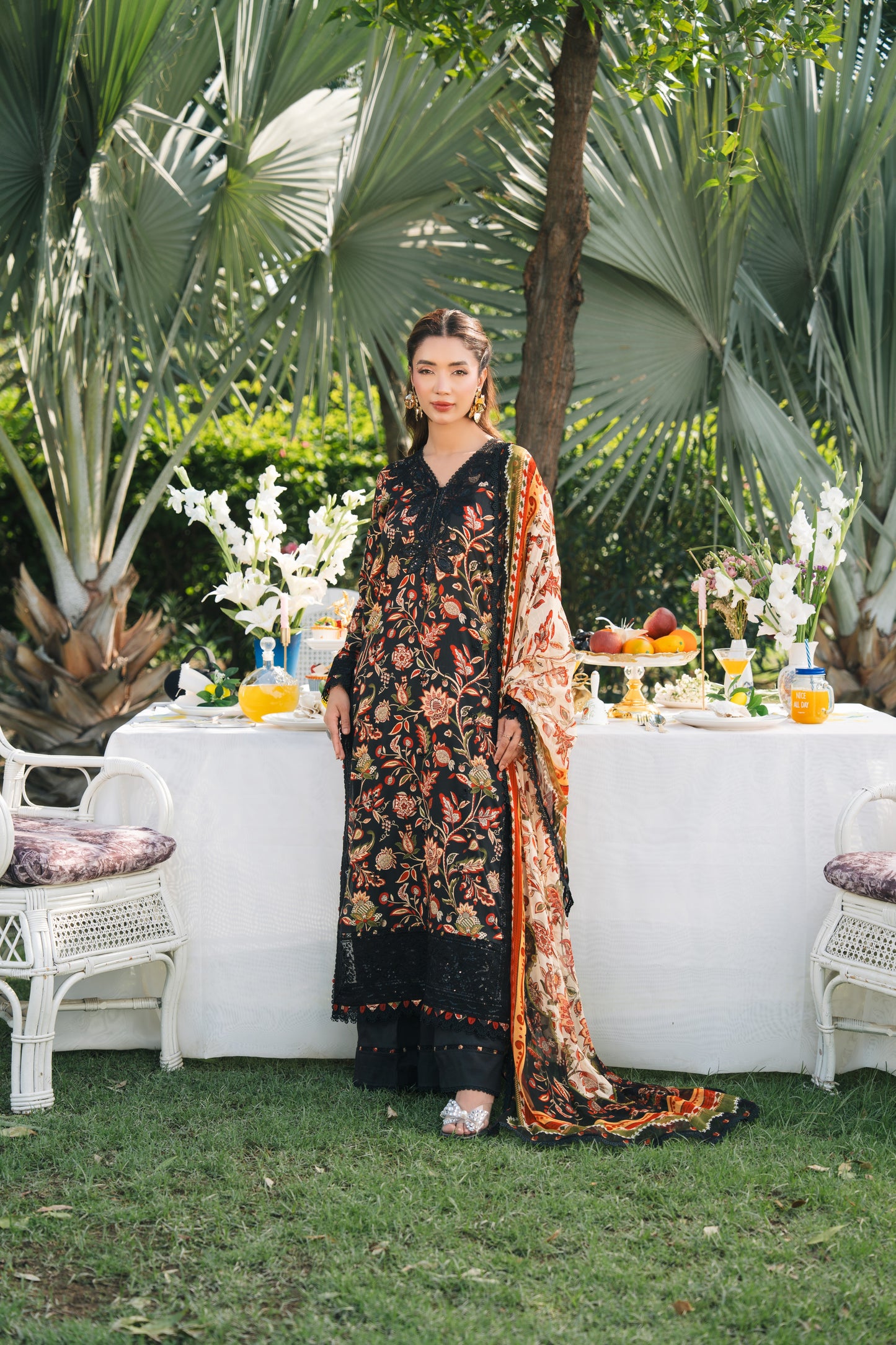 Rs 13500 Aneelas Stitched Lawn Emb Print Chiffon Duppata 3pc [SPR-26-30-A] [Dispatch Time 2 Months]