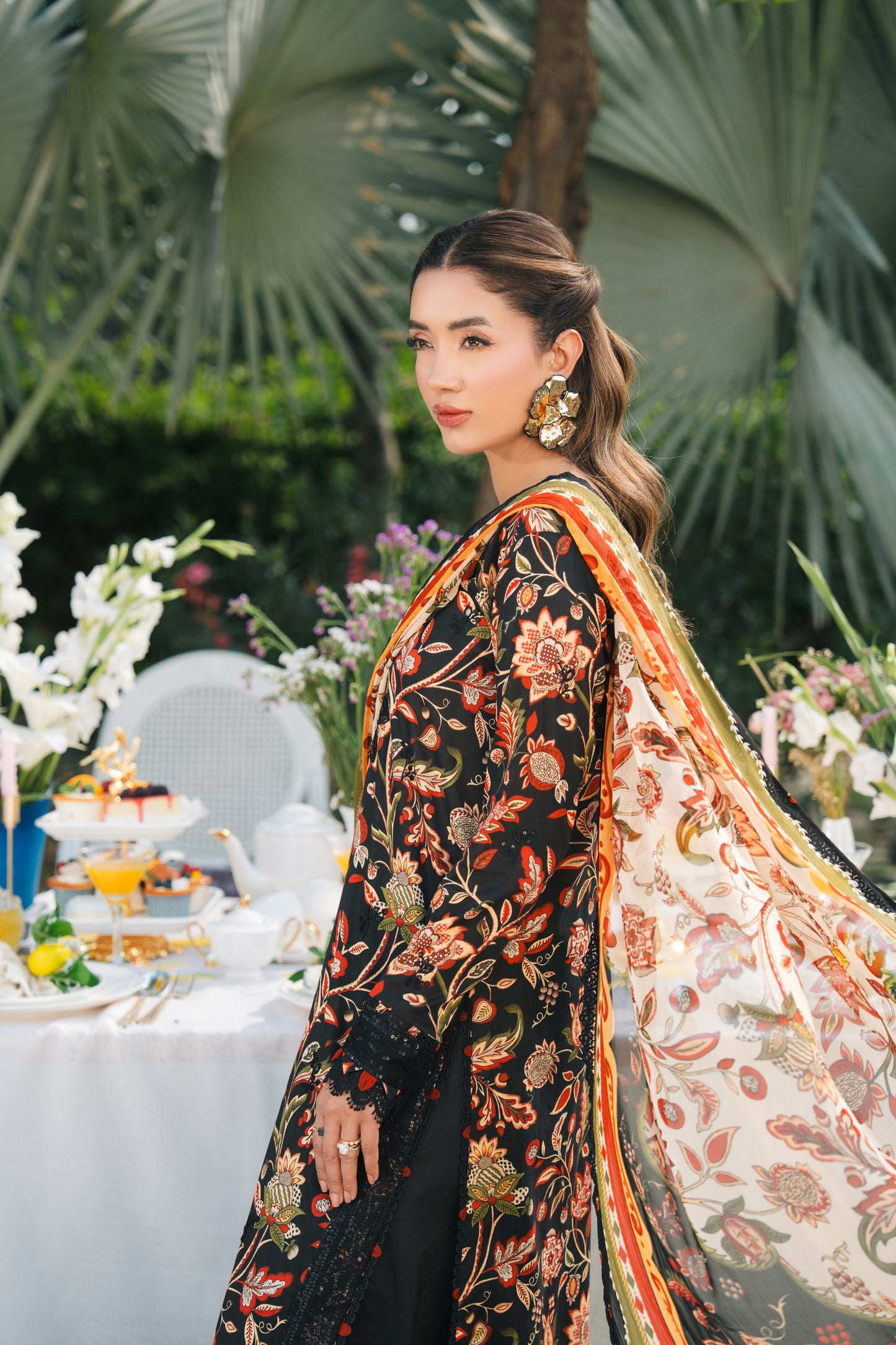 Rs 13500 Aneelas Stitched Lawn Emb Print Chiffon Duppata 3pc [SPR-26-30-A] [Dispatch Time 2 Months]