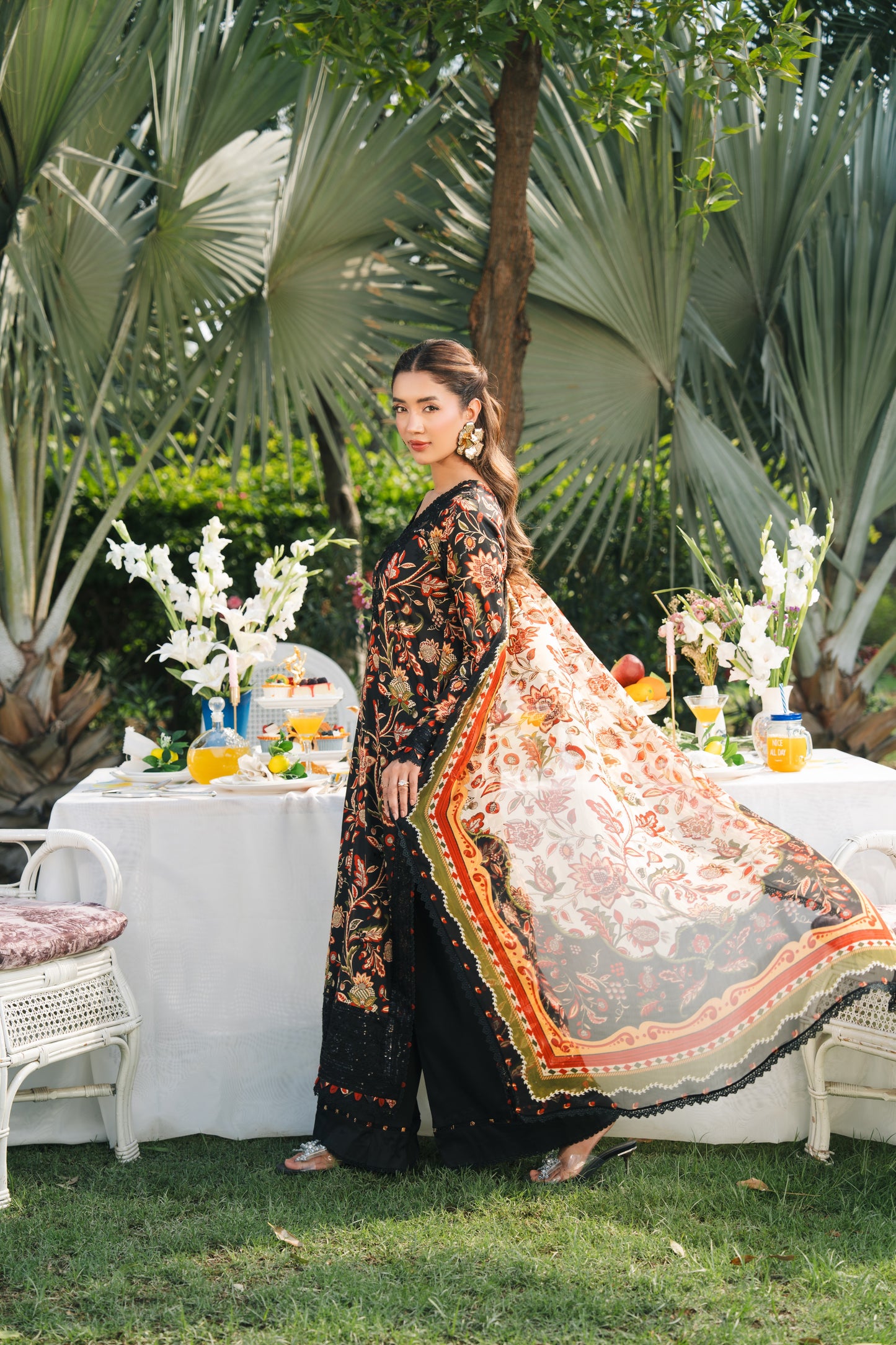 Rs 13500 Aneelas Stitched Lawn Emb Print Chiffon Duppata 3pc [SPR-26-30-A] [Dispatch Time 2 Months]