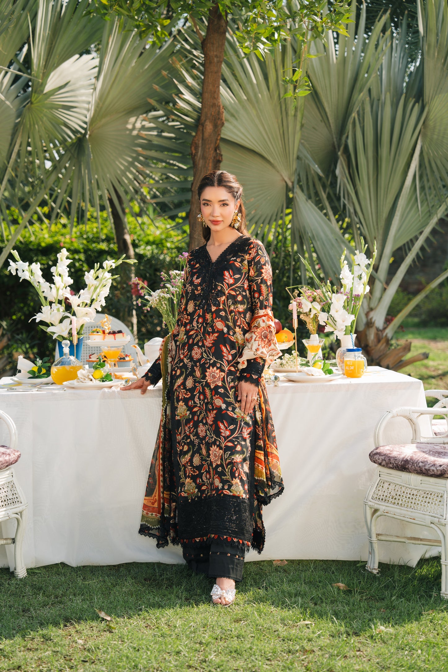 Rs 13500 Aneelas Stitched Lawn Emb Print Chiffon Duppata 3pc [SPR-26-30-A] [Dispatch Time 2 Months]