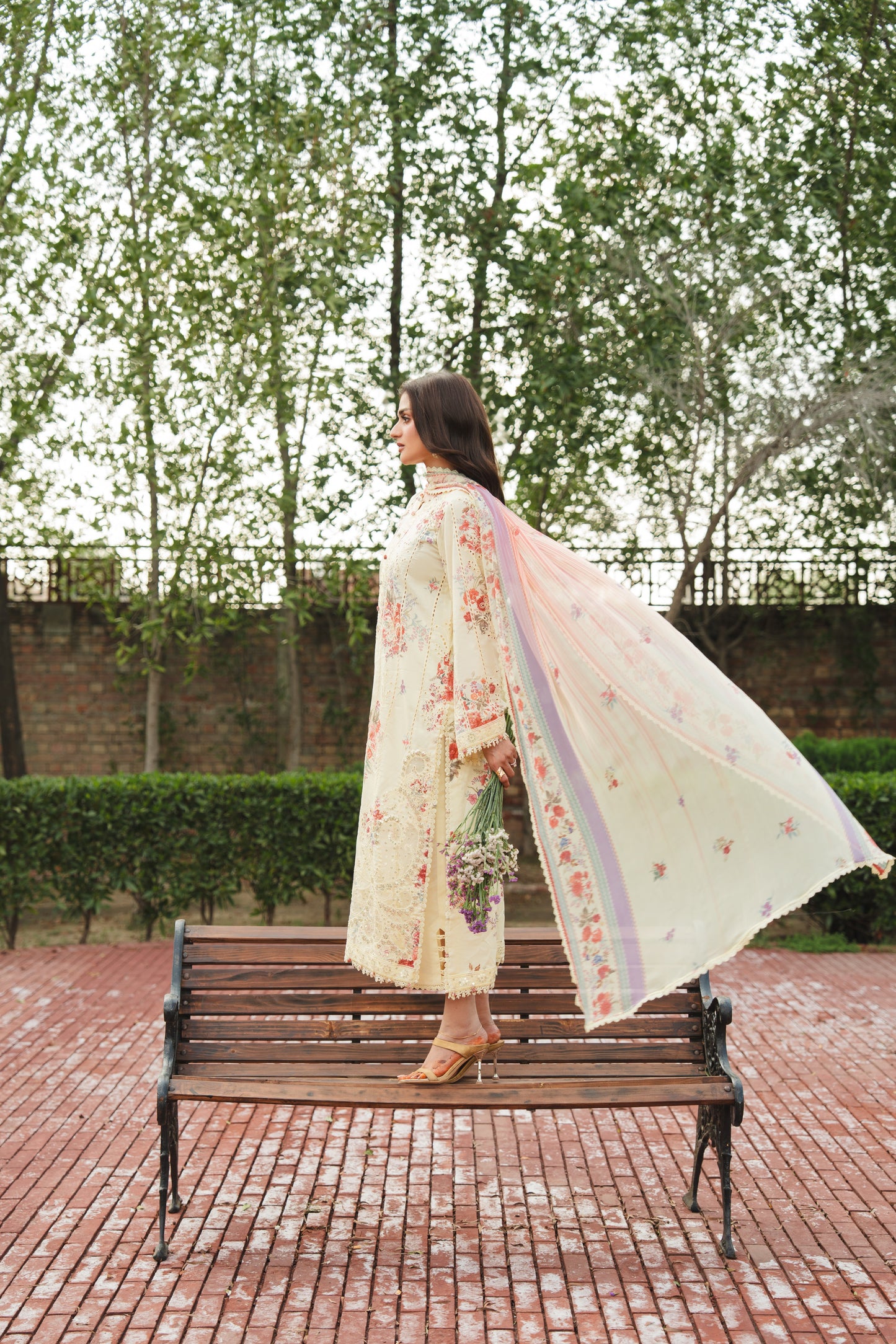 Rs 14950 Aneelas Stitched Print Emb Lawn 3pc Chiffon Duppata [SPR-26-46-A] [Dispatch Time 2.5 Months]