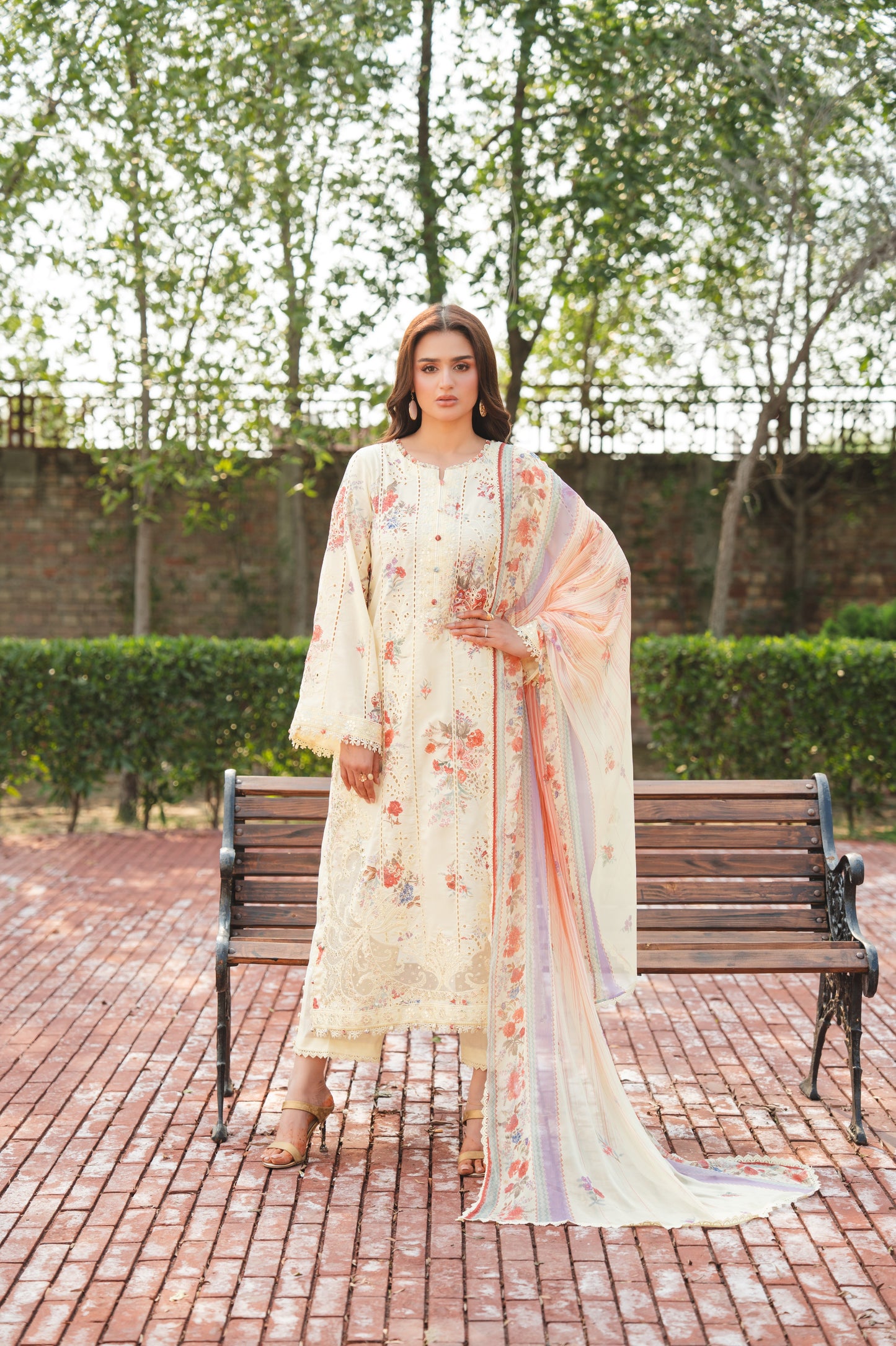 Rs 14950 Aneelas Stitched Print Emb Lawn 3pc Chiffon Duppata [SPR-26-46-A] [Dispatch Time 2.5 Months]