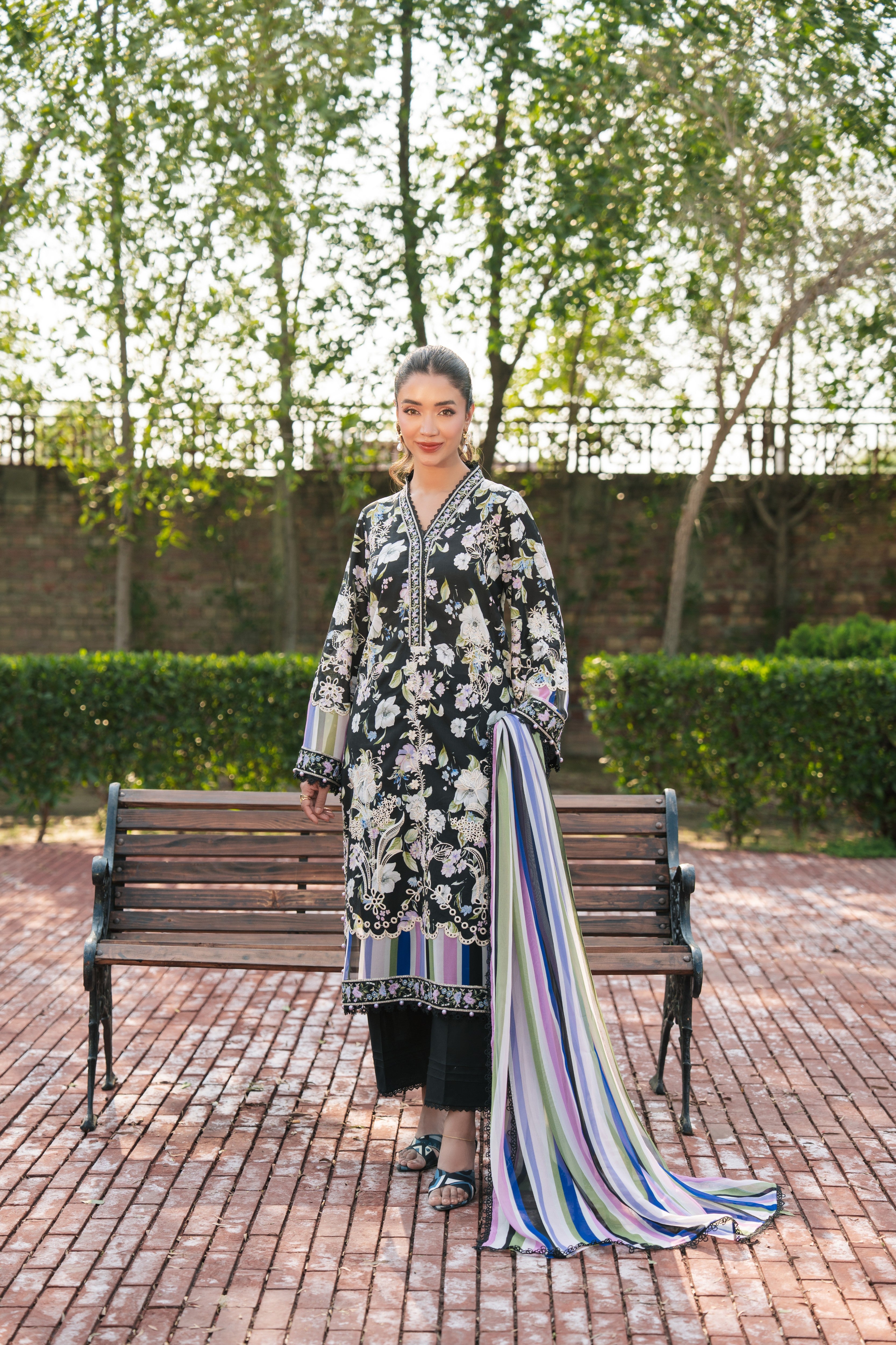 Rs 13500 Aneelas Stitched Lawn Print Emb 3pc [SPR-26-24-A] [Dispatch Time 2 Months]