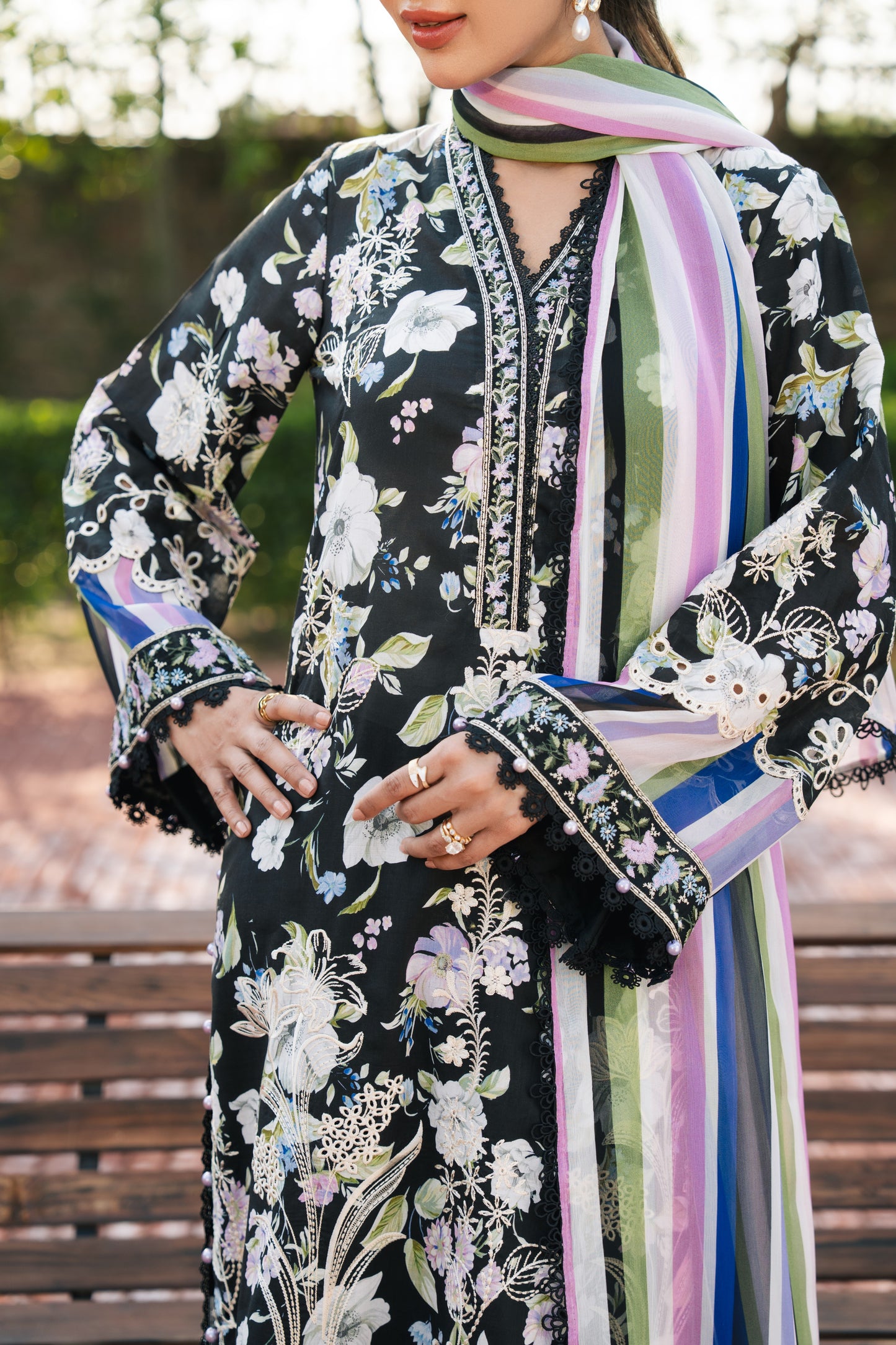 Rs 13500 Aneelas Stitched Lawn Print Emb 3pc [SPR-26-24-A] [Dispatch Time 2 Months]