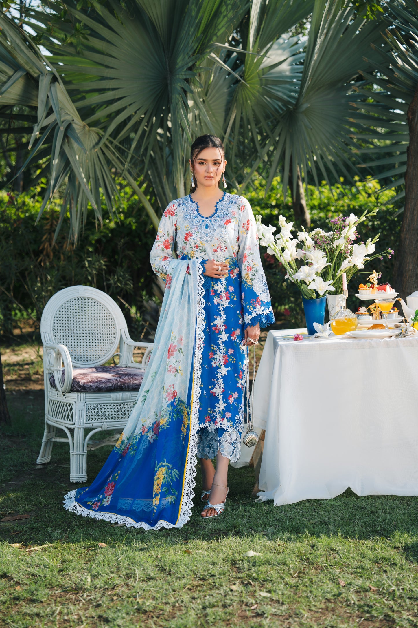 Rs 14000 Aneelas Stitched Emb Printed Lawn 3pc With Printed Chiffon Duppata [SPR-26-39] [Dispatch Time 2 Month]