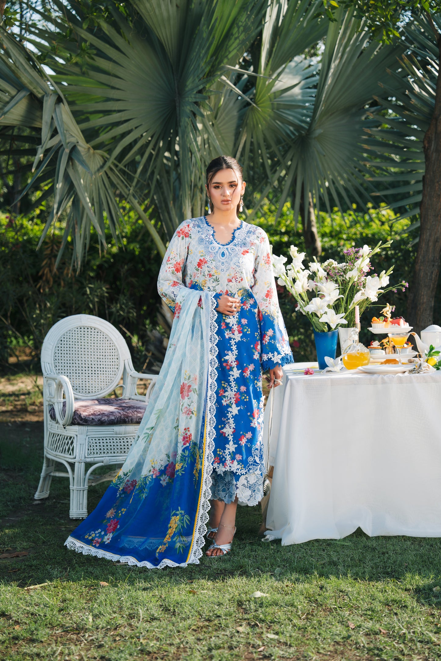 Rs 14000 Aneelas Stitched Emb Printed Lawn 3pc With Printed Chiffon Duppata [SPR-26-39] [Dispatch Time 2 Month]