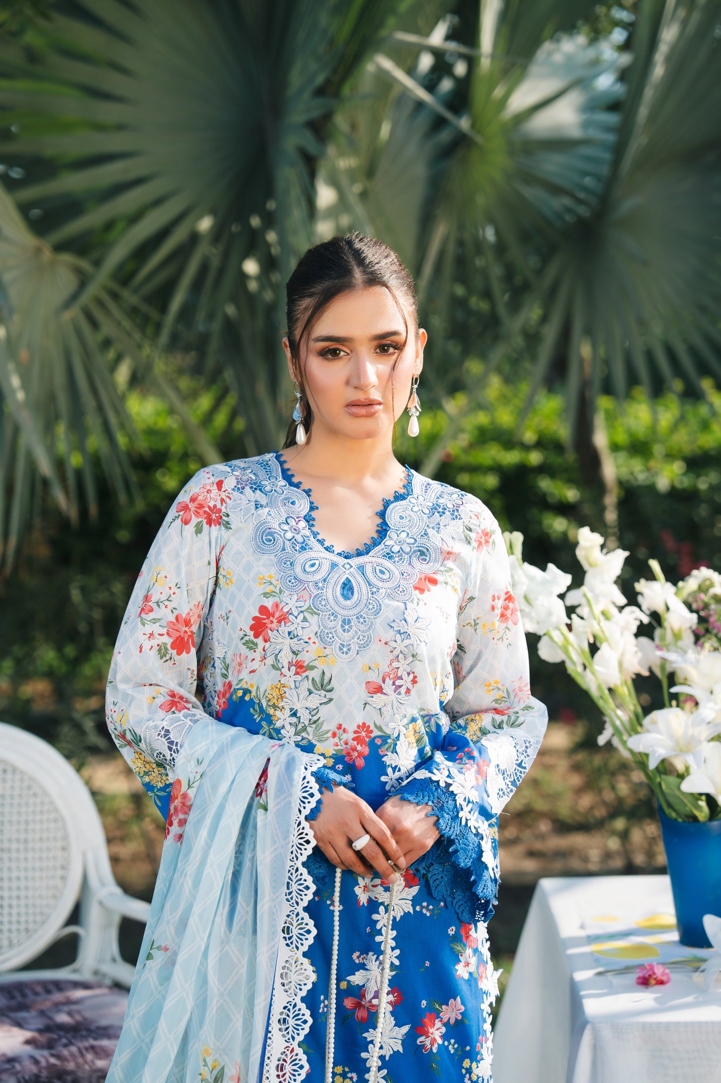 Rs 14000 Aneelas Stitched Emb Printed Lawn 3pc With Printed Chiffon Duppata [SPR-26-39] [Dispatch Time 2 Month]