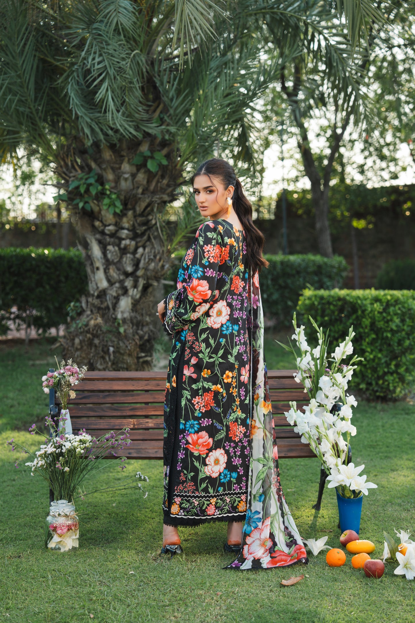 Rs 13500 Aneelas Stitched Lawn Print Emb 3pc with Chiffon Duppata [SPR-26-35-A] [Dispatch Time 2 Months]