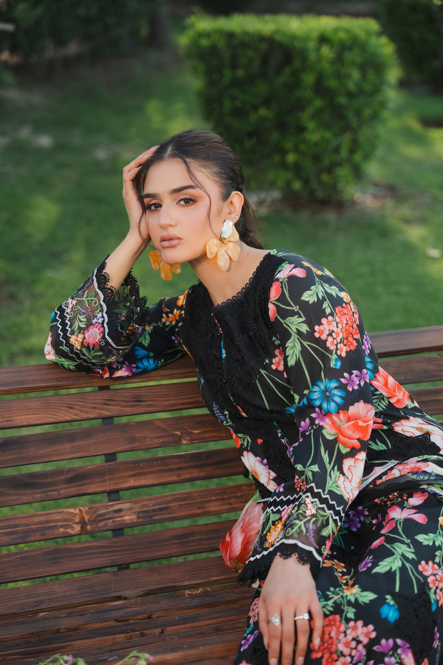 Rs 12700 Aneelas Stitched Lawn Print Emb 3pc with Voil Lawn Duppata [SPR-26-35-B] [Dispatch Time 2 Months]