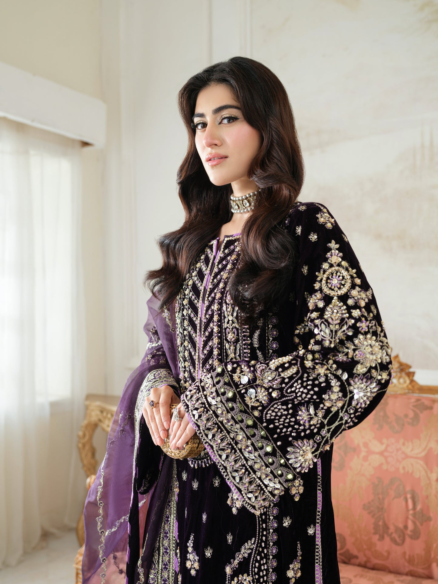 Aneelas Stitched Bridal/ Wedding Velvet with Ada Work 3pc [VT-01] [Dispatch Time 3 Months]