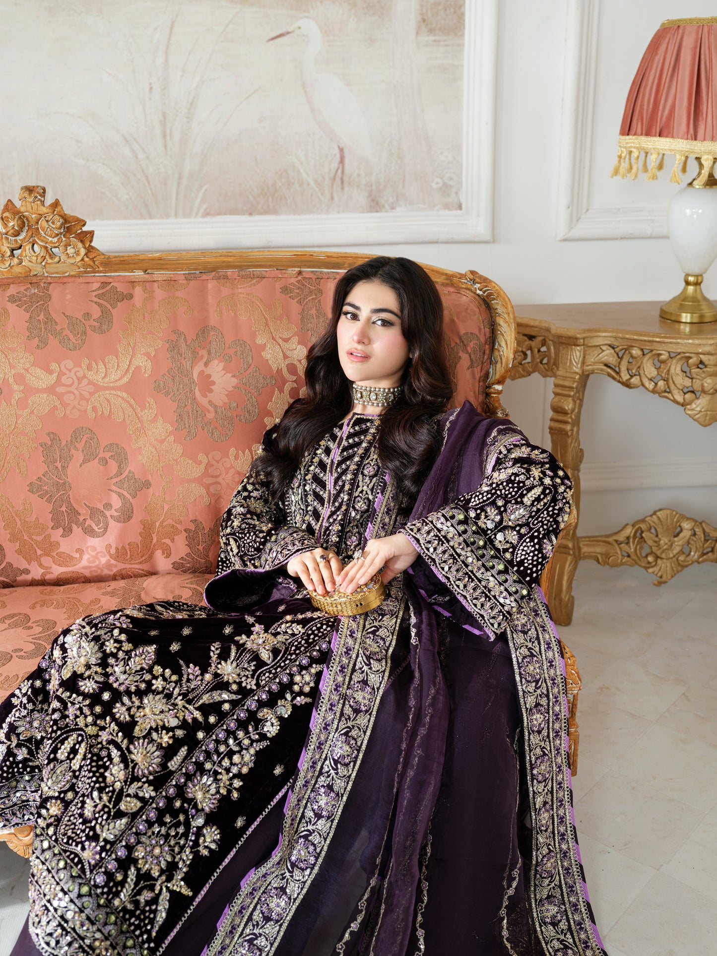 Aneelas Stitched Bridal/ Wedding Velvet with Ada Work 3pc [VT-01] [Dispatch Time 3 Months]