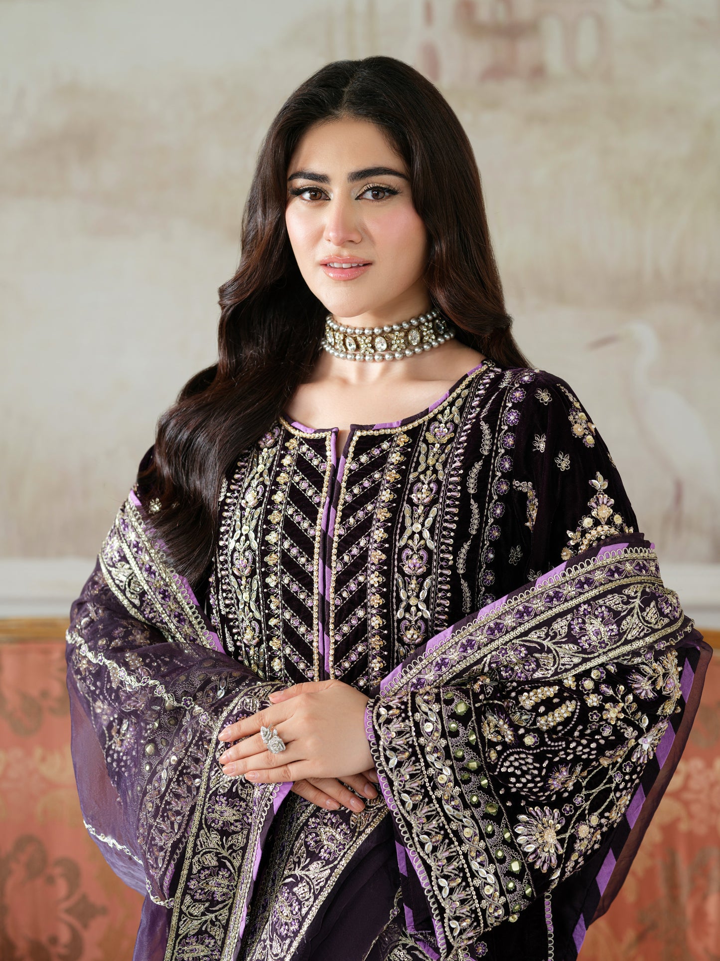 Aneelas Stitched Bridal/ Wedding Velvet with Ada Work 3pc [VT-01] [Dispatch Time 3 Months]