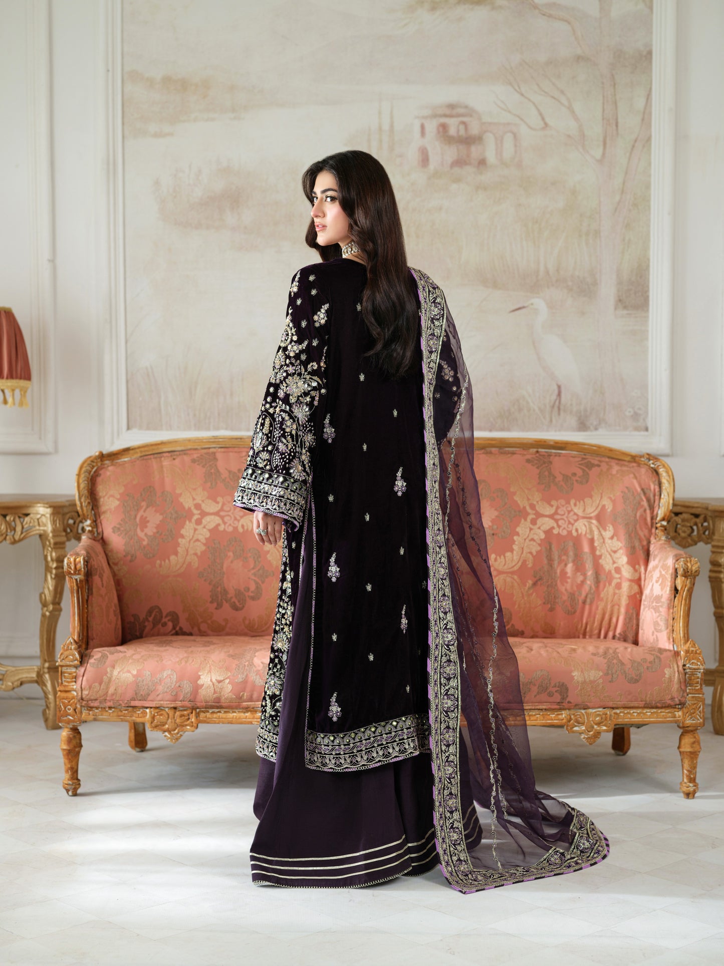 Aneelas Stitched Bridal/ Wedding Velvet with Ada Work 3pc [VT-01] [Dispatch Time 3 Months]