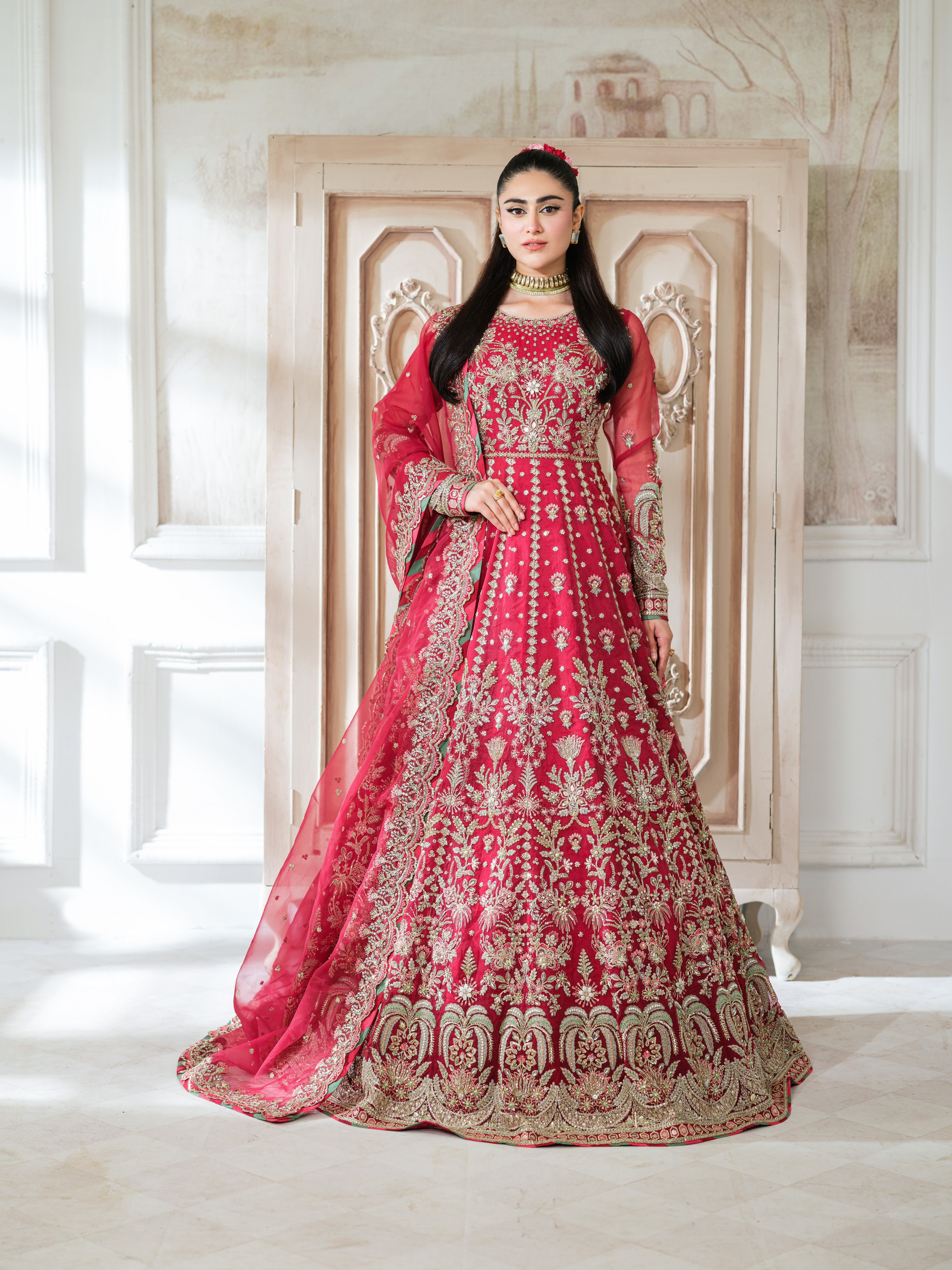 Rs 42000 Aneelas Stitched Heavy Bridal Maxi With Ada Work 3pc [BR-12] [Dispatch Time 2 Months]