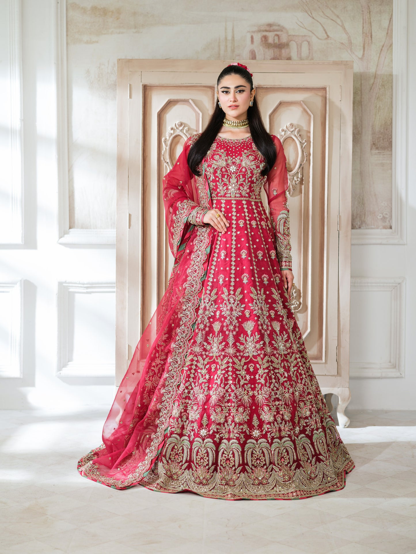 Aneelas Stitched Heavy Bridal Maxi With Ada Work 3pc [BR-12] [Dispatch Time 2 Months]