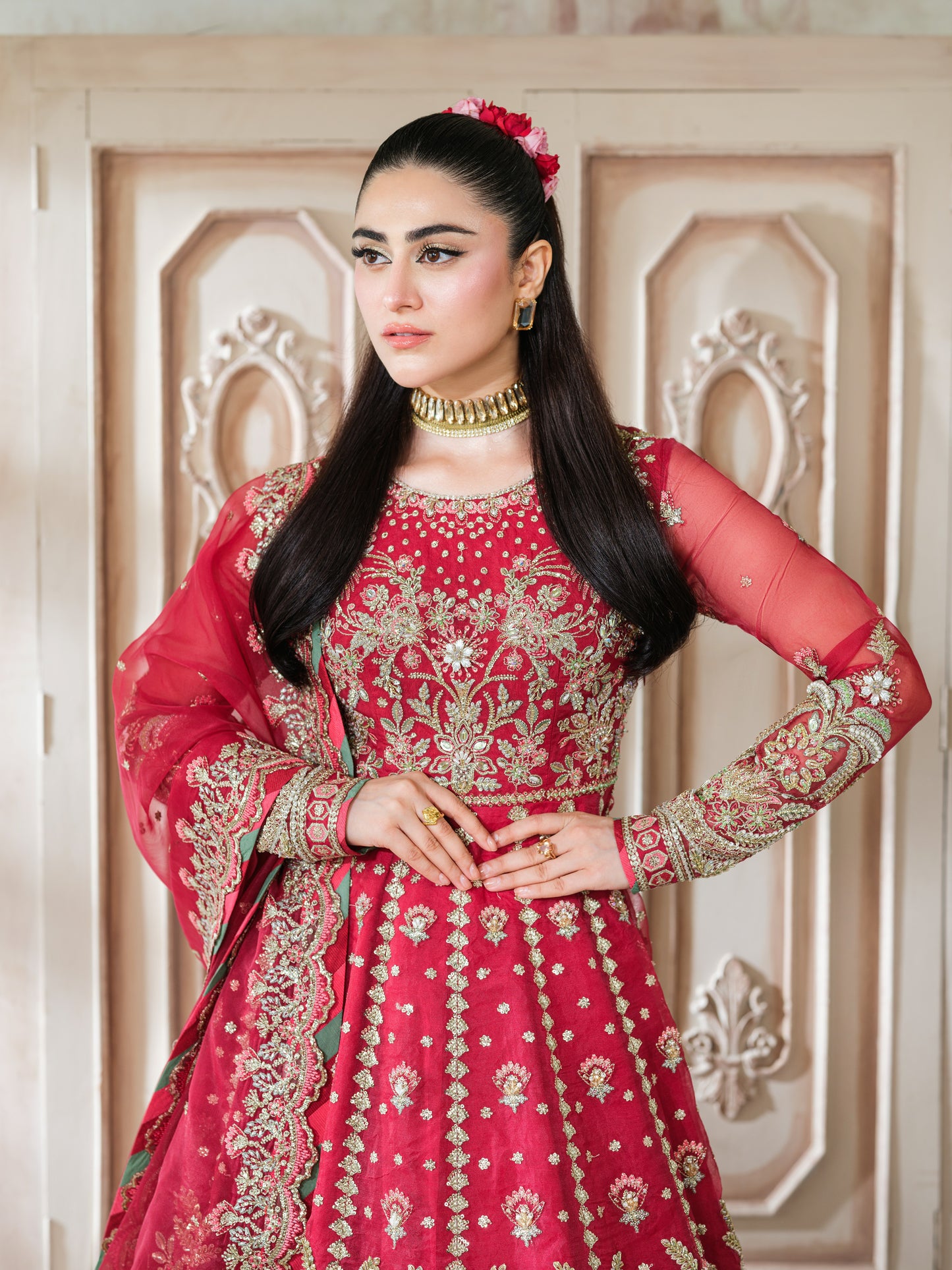 Aneelas Stitched Heavy Bridal Maxi With Ada Work 3pc [BR-12] [Dispatch Time 2 Months]