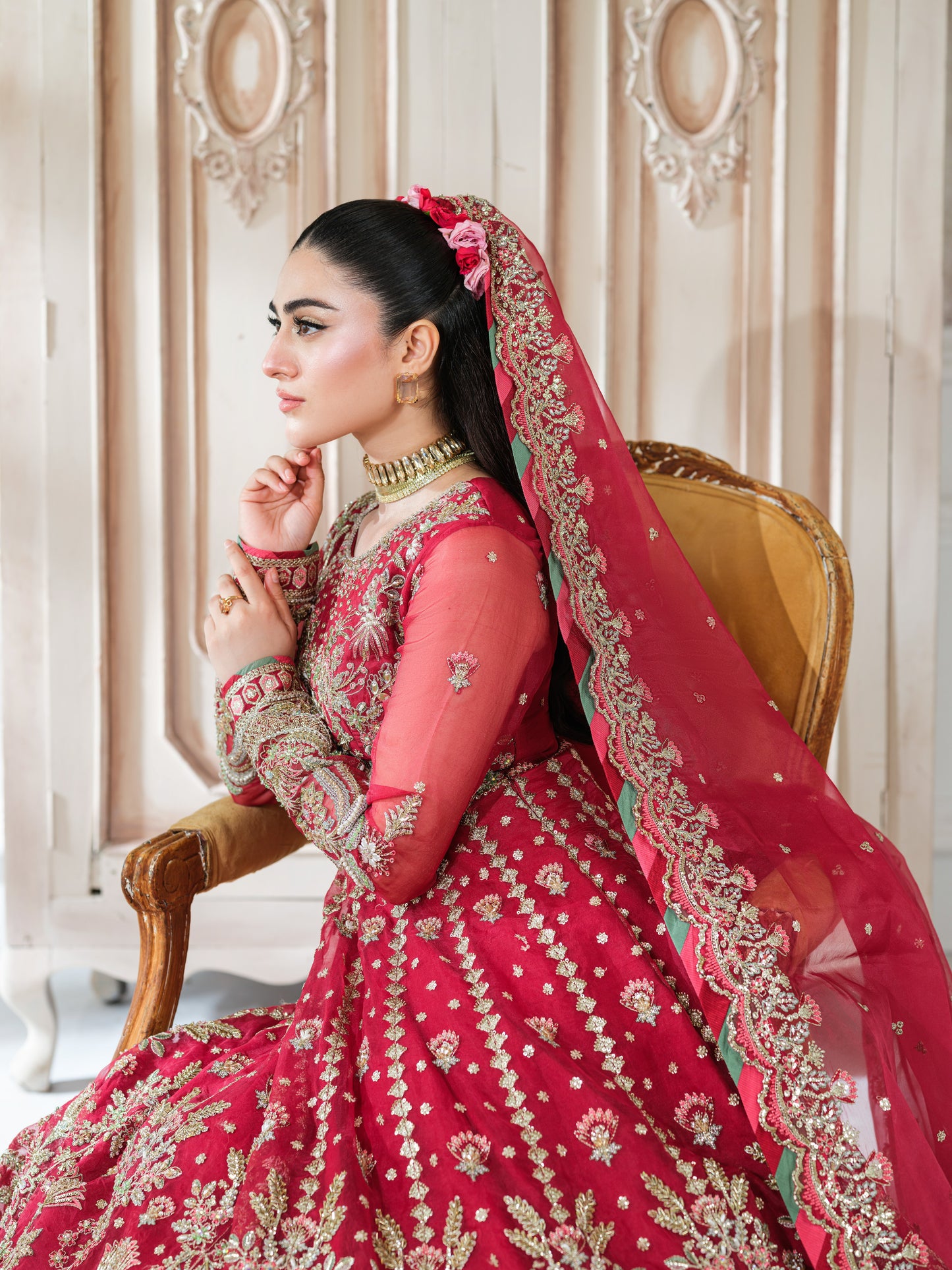 Aneelas Stitched Heavy Bridal Maxi With Ada Work 3pc [BR-12] [Dispatch Time 2 Months]