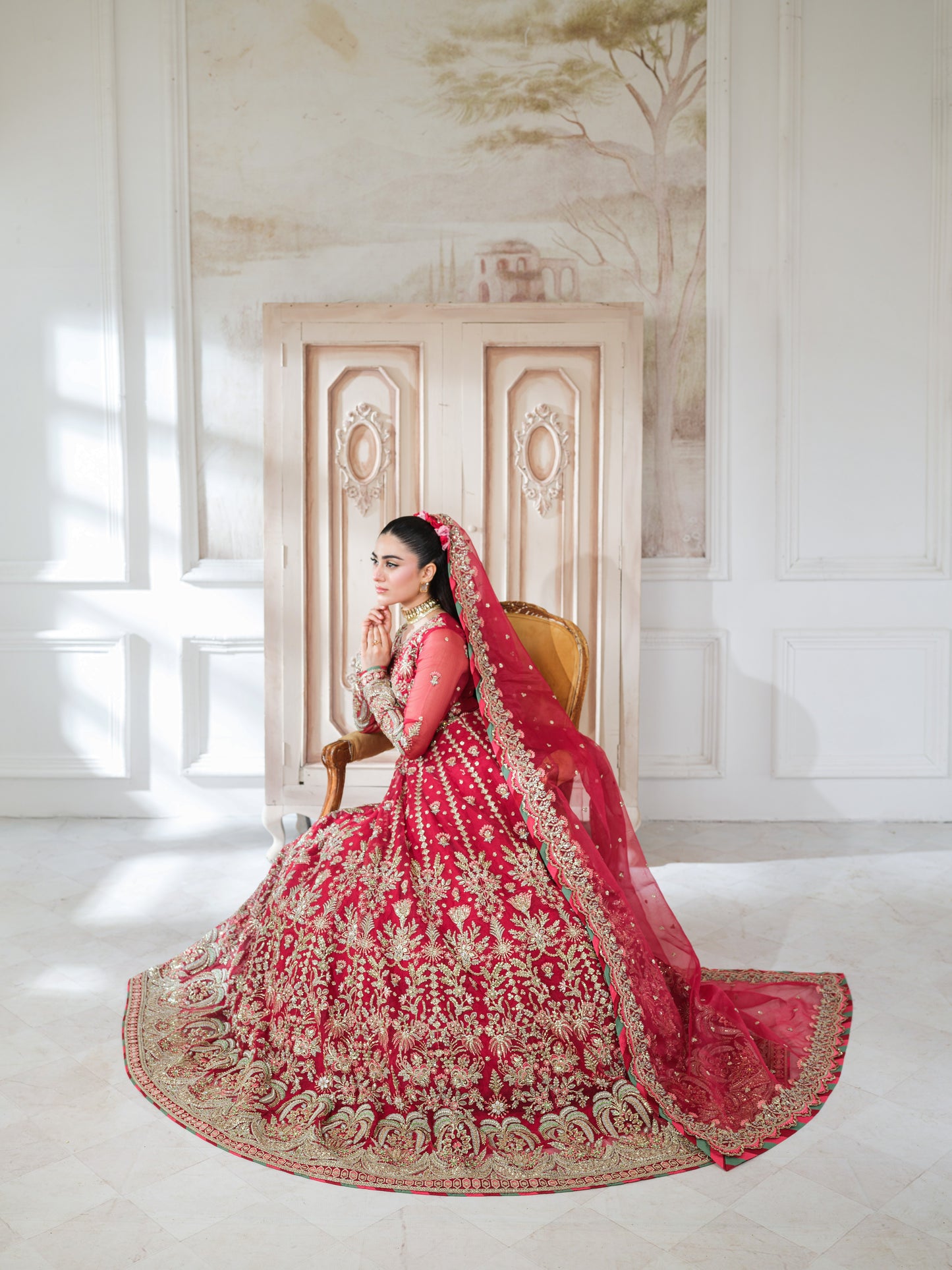 Aneelas Stitched Heavy Bridal Maxi With Ada Work 3pc [BR-12] [Dispatch Time 2 Months]