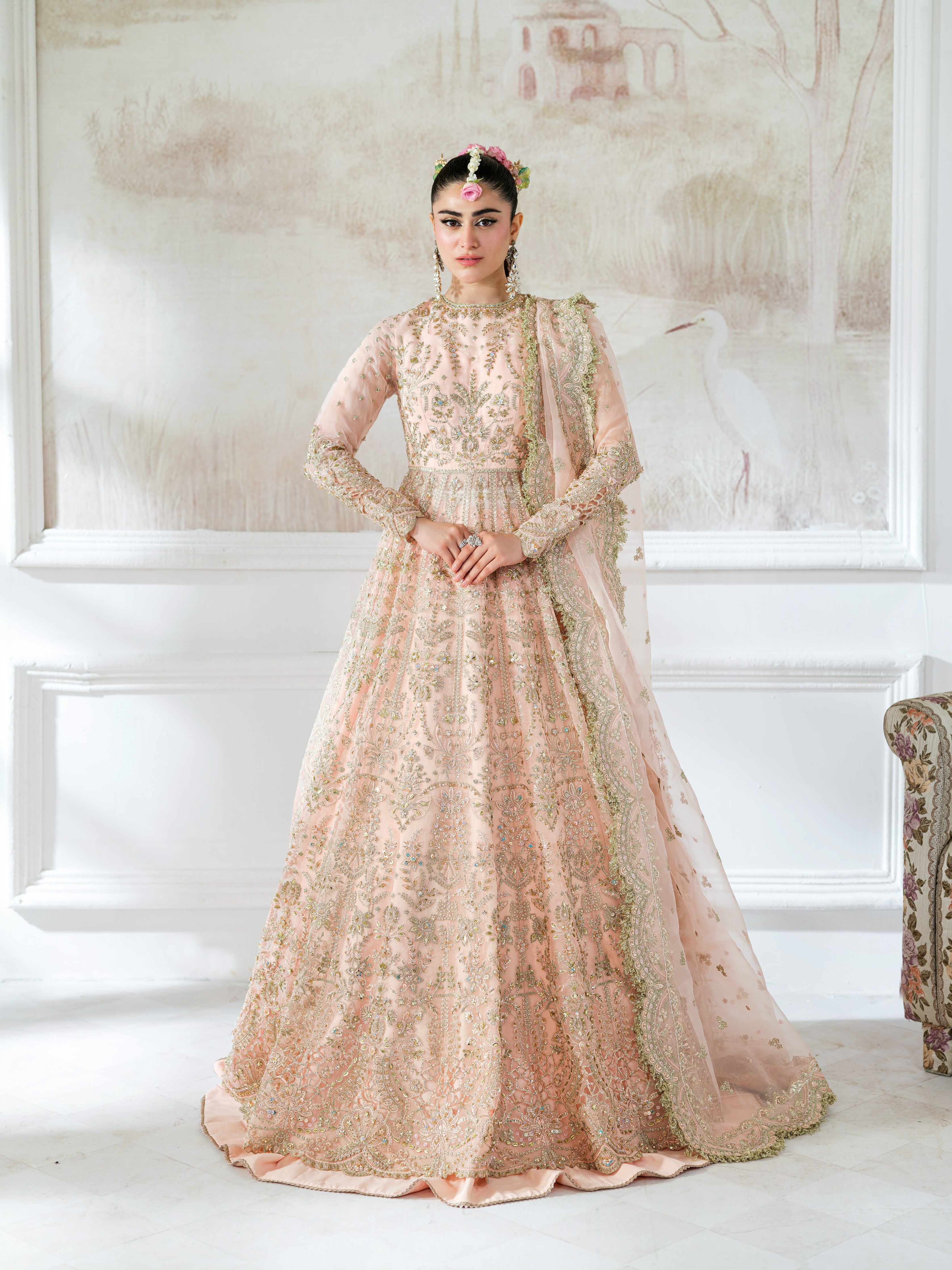 Rs 37500 Aneelas Heavy Ada Work Bridal Maxi 3pc Stitched [BR-07] [Dispatch Time 2 Months]