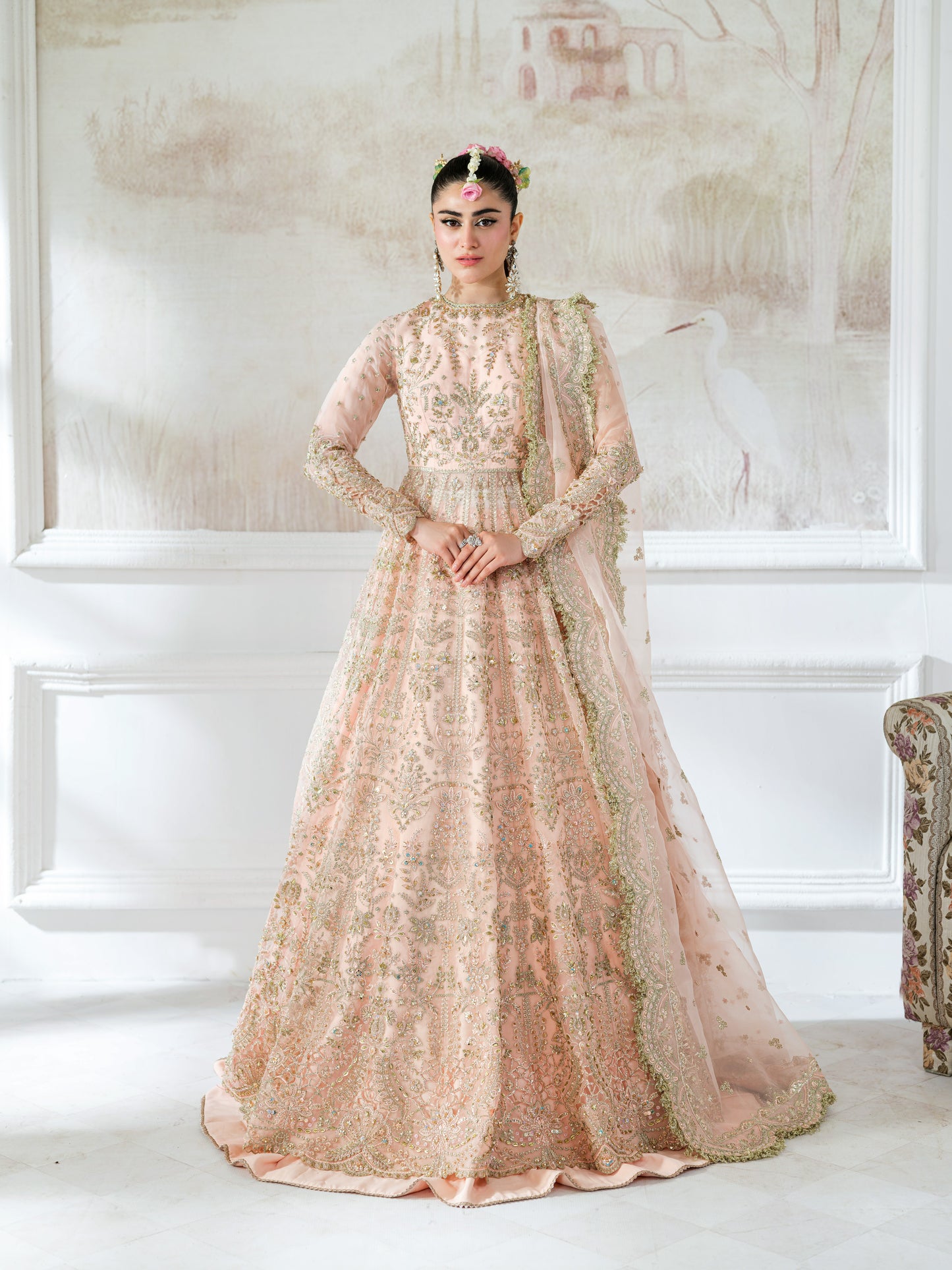 Aneelas Heavy Ada Work Bridal Maxi 3pc Stitched [BR-07] [Dispatch Time 2 Months]