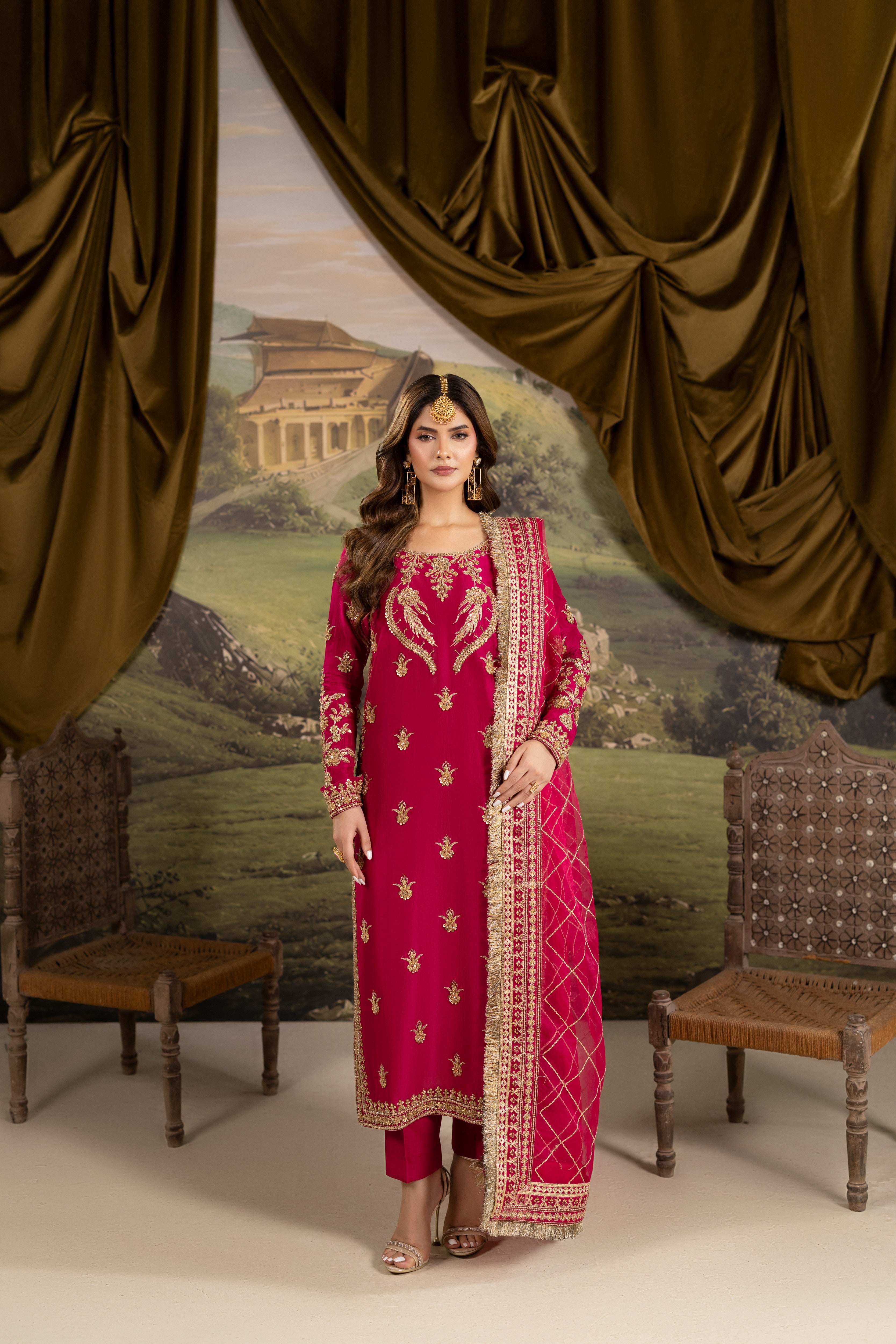 Aneelas Korean Raw Silk Ada Work Emb 3pc Organza Duppata [FC-45] [Dispatch Time 3 Months]