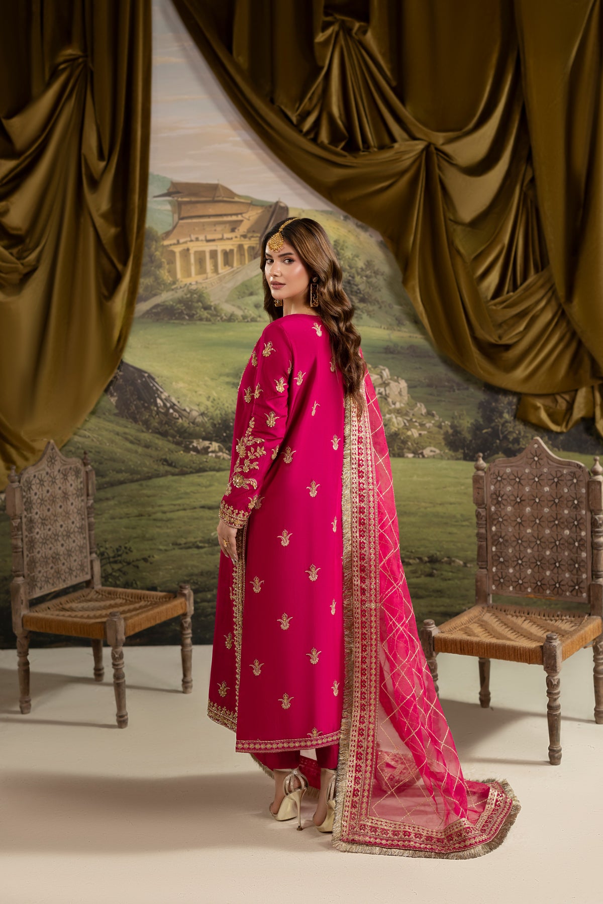 Aneelas Korean Raw Silk Ada Work Emb 3pc Organza Duppata [FC-45] [Dispatch Time 3 Months]