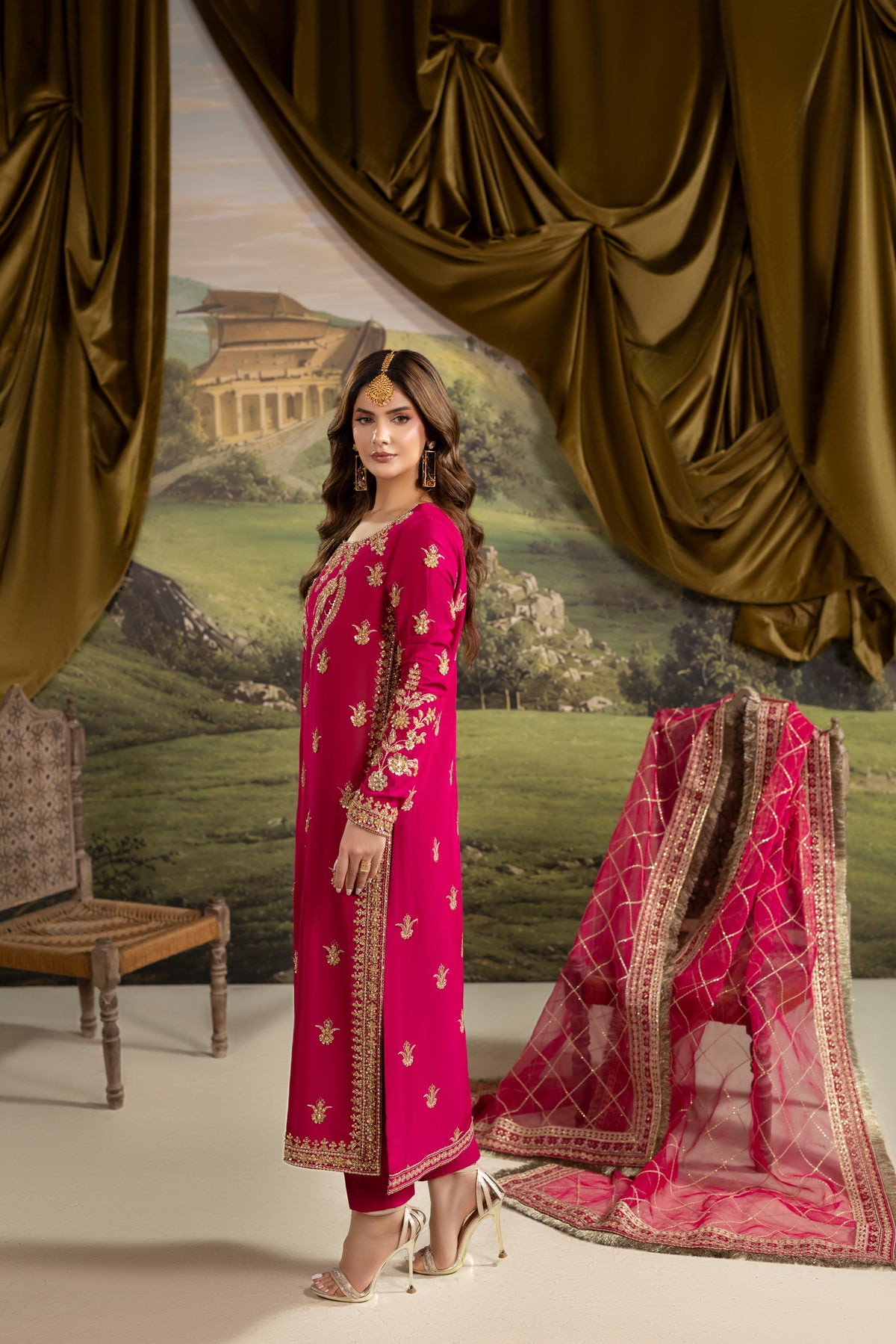 Aneelas Korean Raw Silk Ada Work Emb 3pc Organza Duppata [FC-45] [Dispatch Time 3 Months]