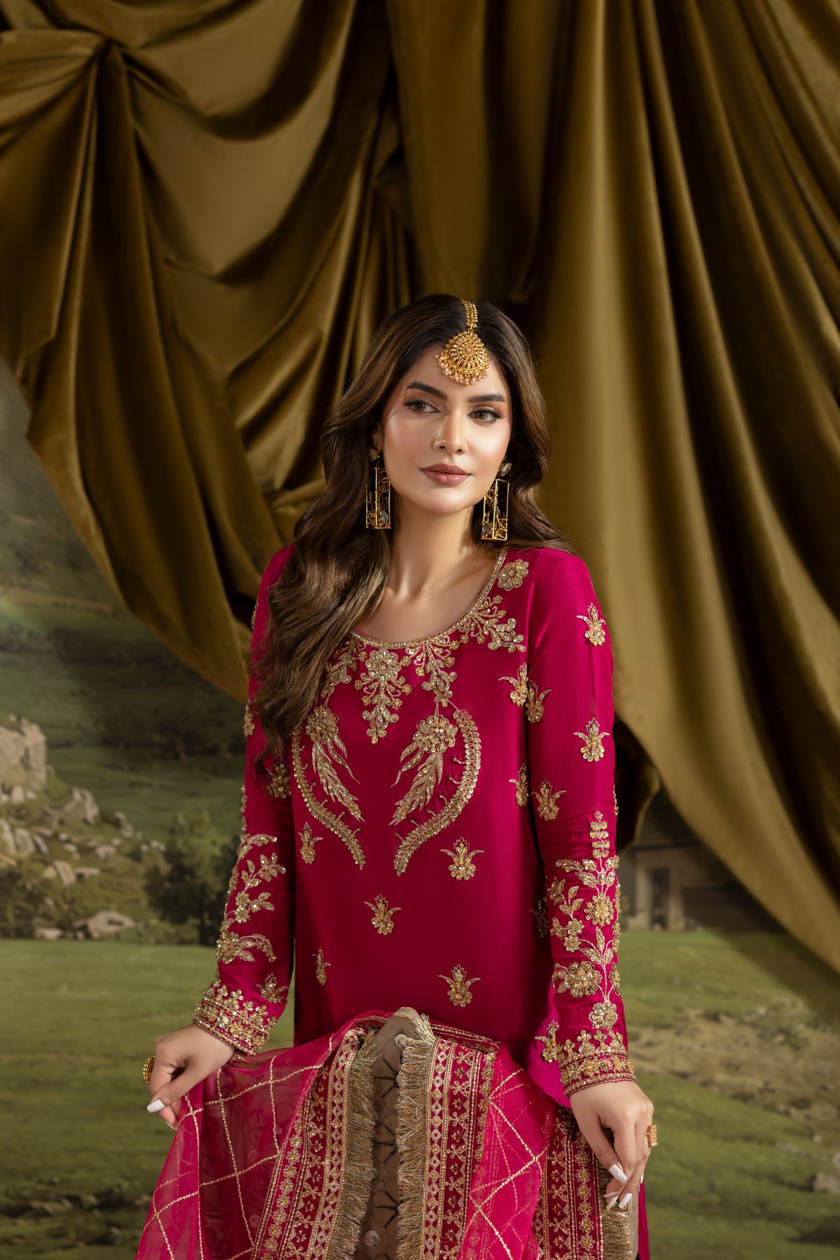 Aneelas Korean Raw Silk Ada Work Emb 3pc Organza Duppata [FC-45] [Dispatch Time 3 Months]