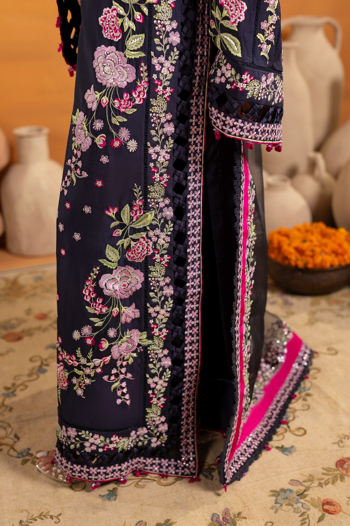 Aneelas Premium Shamoz Silk Emb 3pc Organza Duppata [FC-44] [Dispatch Time 3 Months]
