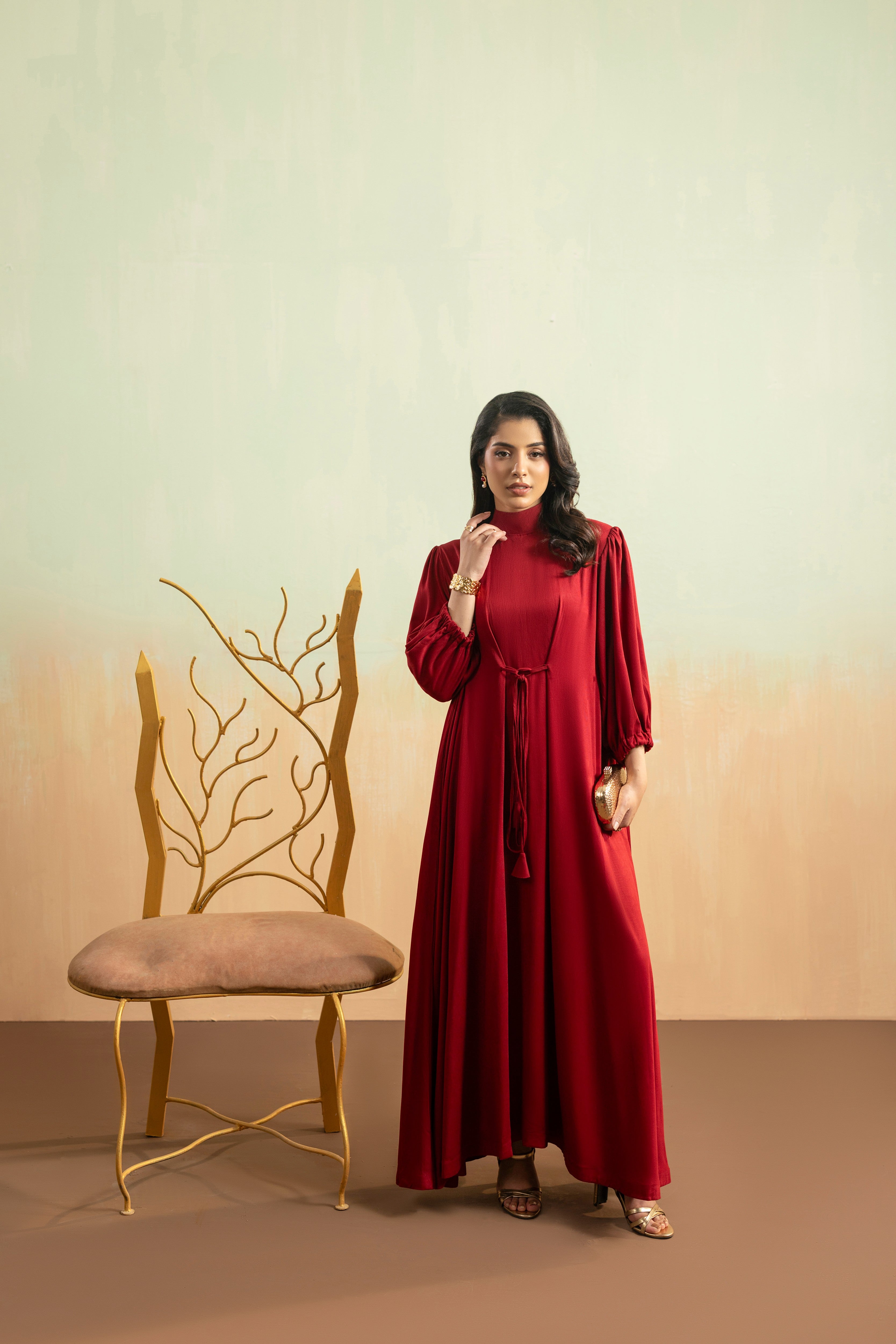 Aneelas Twill Gown Style 2pc [TW-01] [Dispatch Time 2 Months]