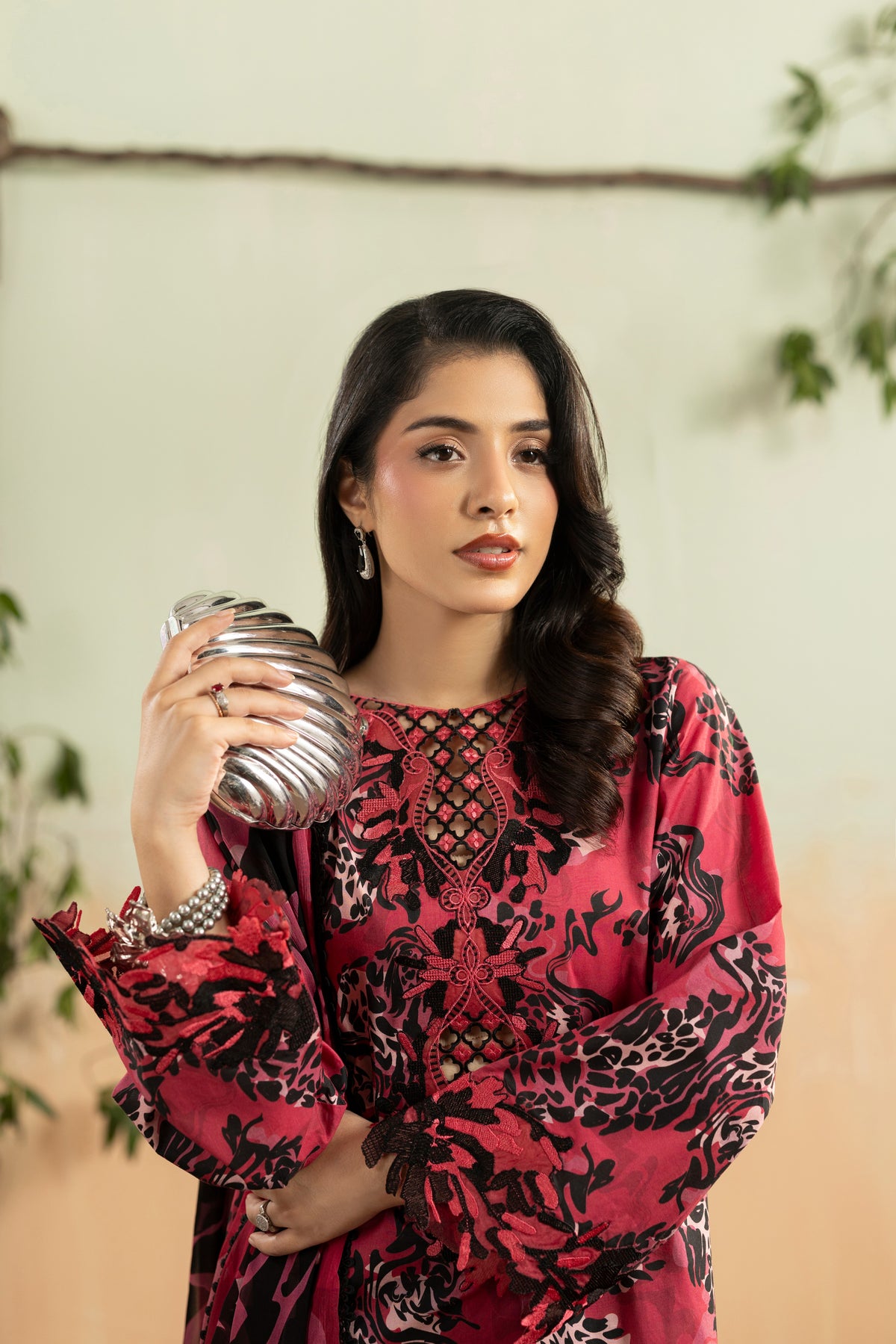 Aneelas Same Viscose Print Emb 3pc Silk Duppata [VC-26-12-A-A] [Dispatch Time 2 Months]