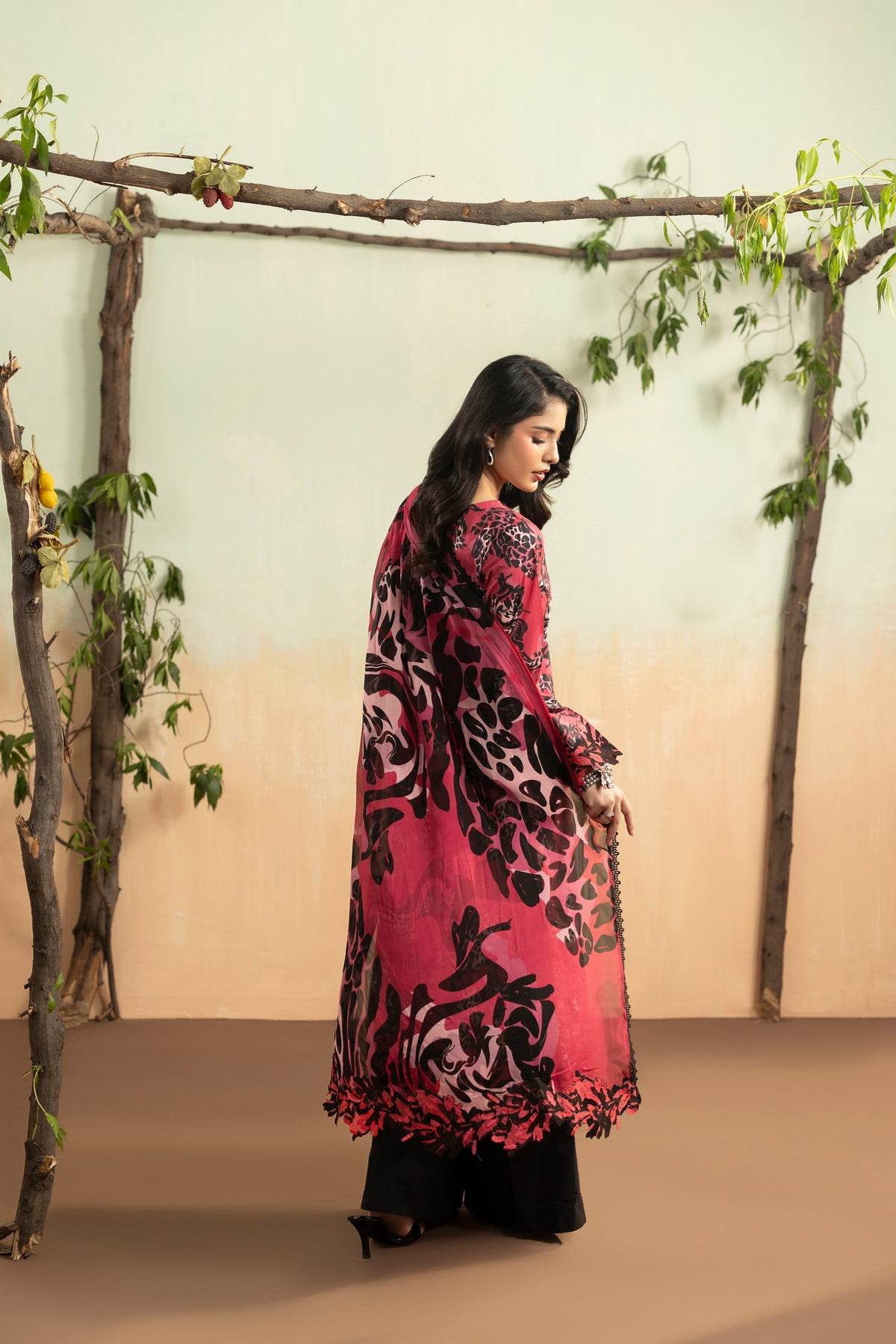 Aneelas Same Viscose Print Emb 3pc Chiffon Duppata [VC-26-12-B-A] [Dispatch Time 2 Months]