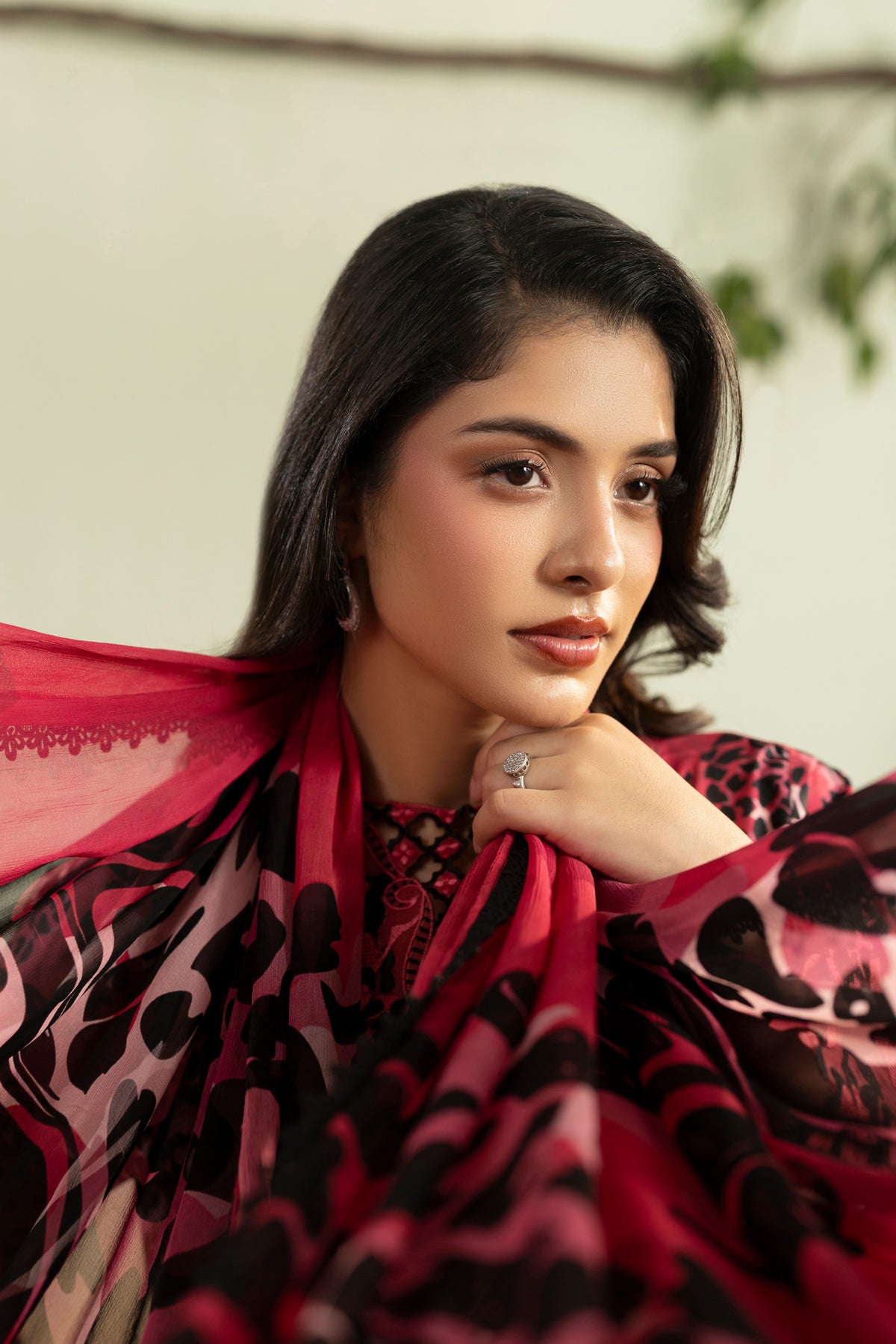 Aneelas Same Viscose Print Emb 3pc Chiffon Duppata [VC-26-12-B-A] [Dispatch Time 2 Months]