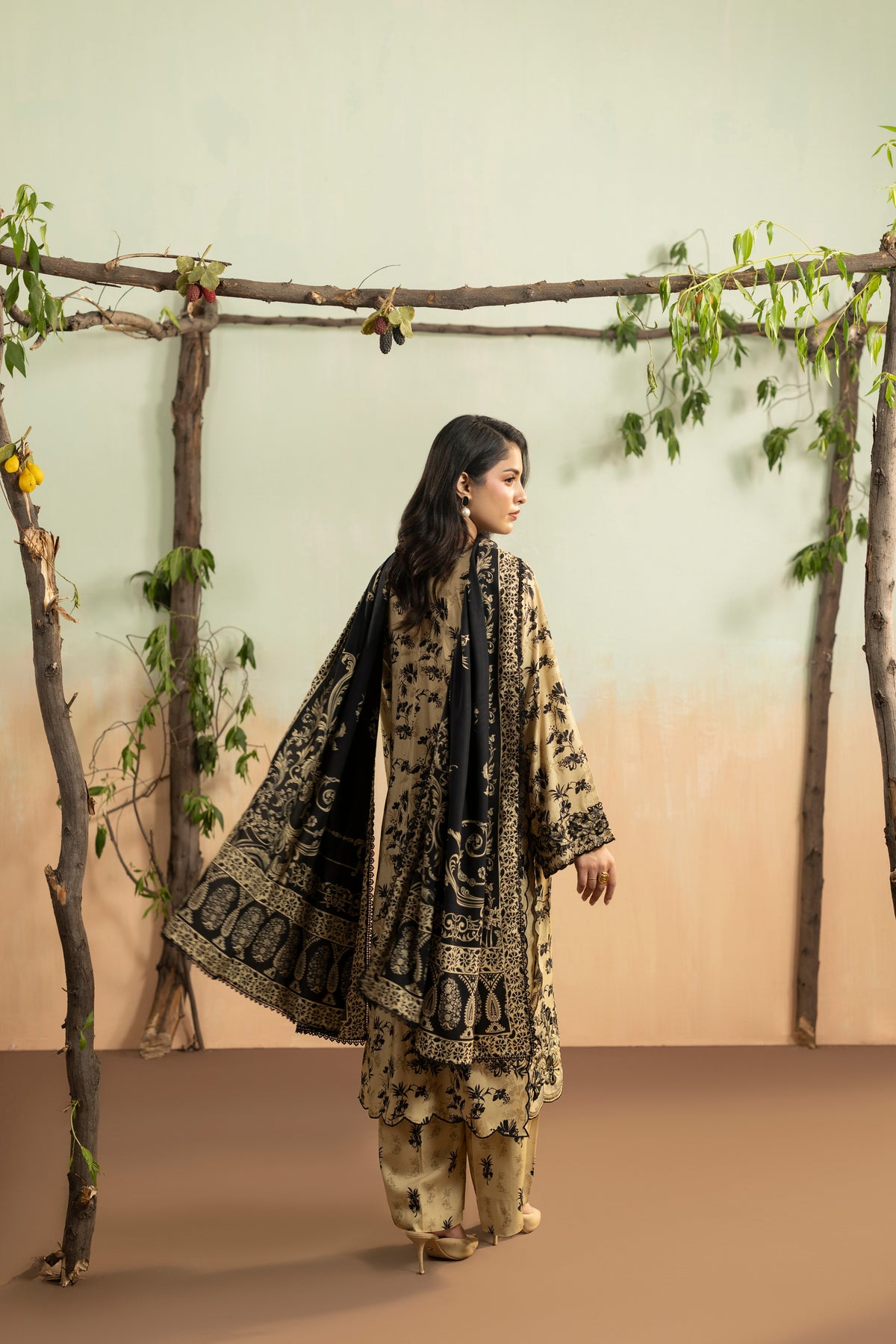 Aneelas Viscose Print Emb 3pc Chiffon Duppata [VC-26-18-B] [Dispatch Time 2 Month]