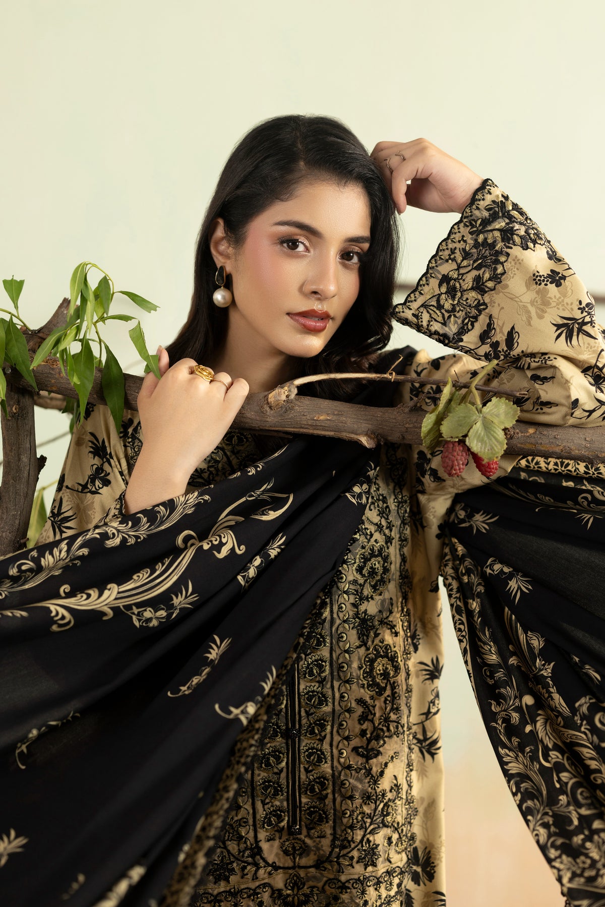 Aneelas Viscose Print Emb 3pc Chiffon Duppata [VC-26-18-B] [Dispatch Time 2 Month]