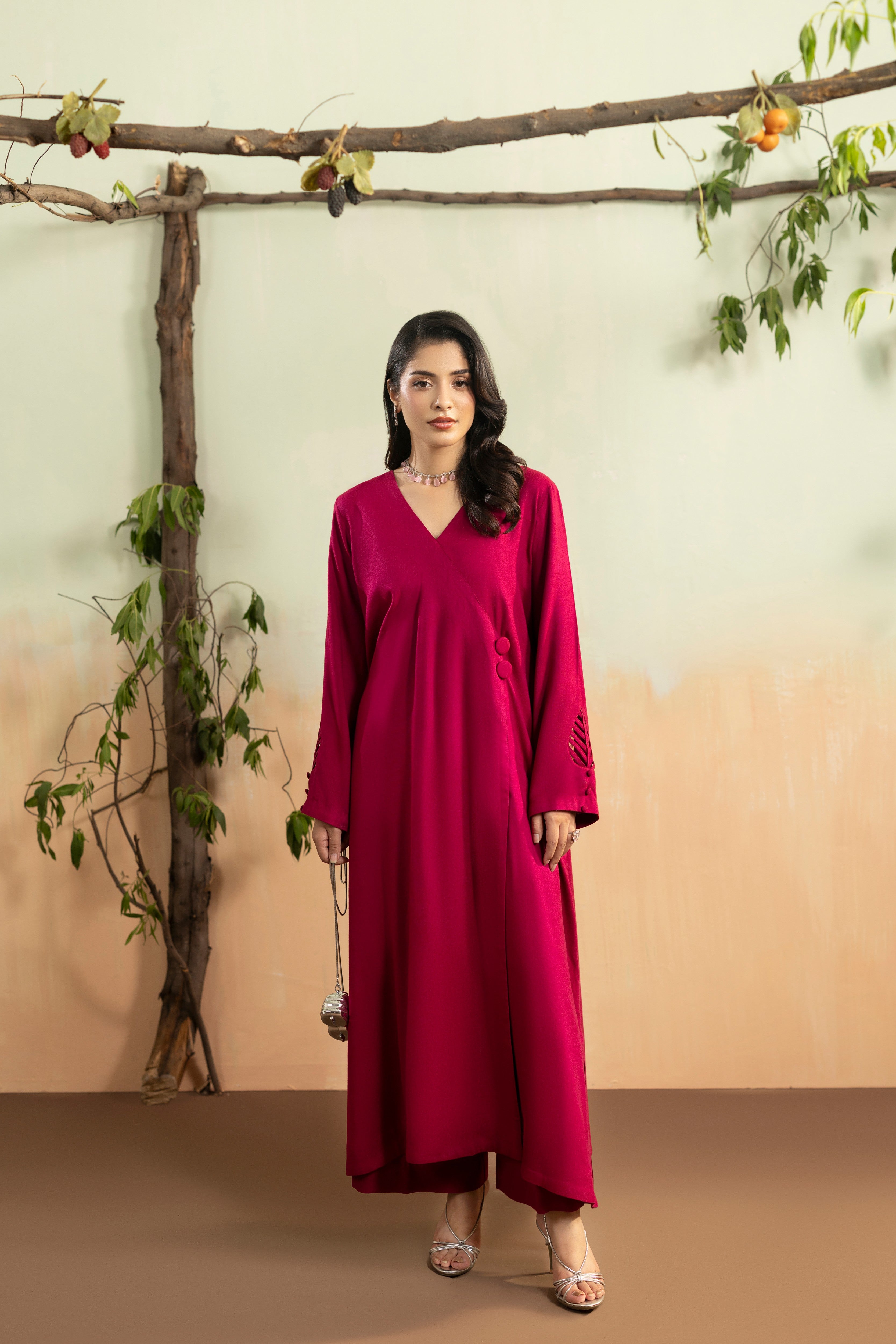 Rs 7200 Aneelas Stitched Peach Wool Shirt Trouser 2pc [PL-26-04] [Est. Dispatch Time 2 Months]
