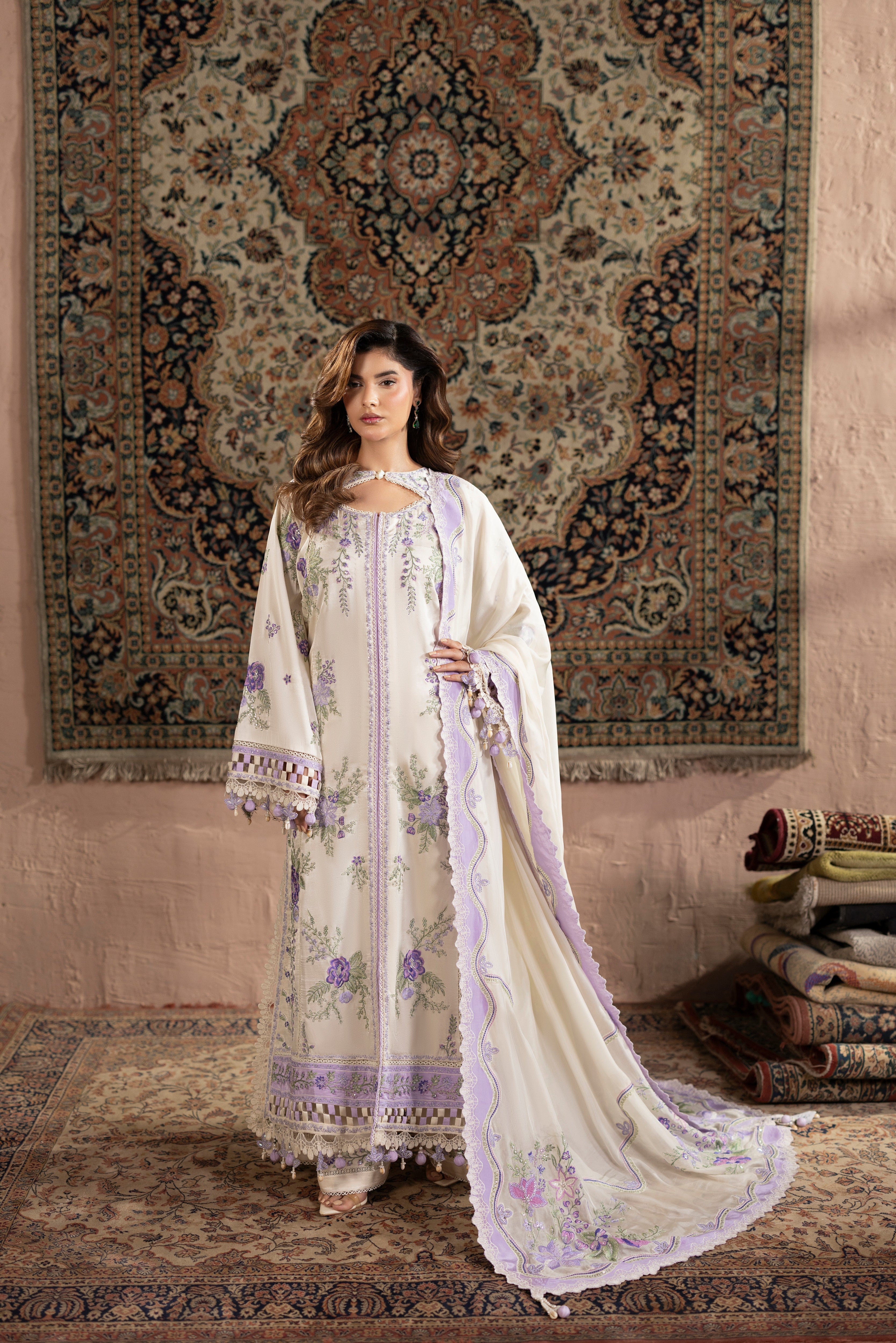 Aneelas Premium Shamoz Silk Emb 3pc [FC-49] [Dispatch Time 2 Month]