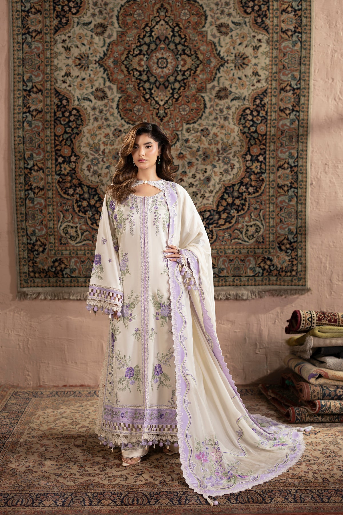 Aneelas Premium Shamoz Silk Emb 3pc [FC-49] [Dispatch Time 2 Month]