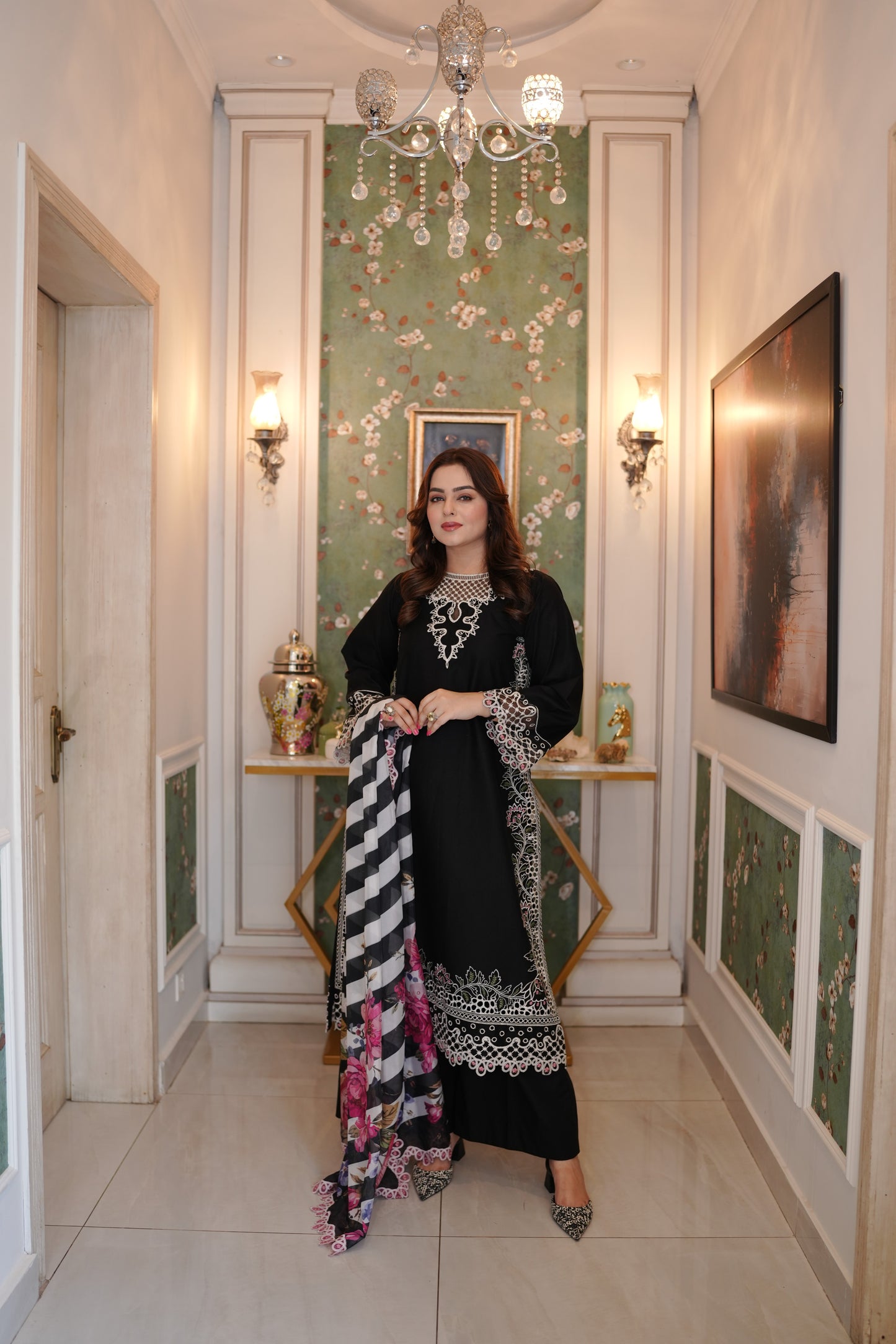 Rs 12500 Aneelas Stitched Luxury Lawn Emb 3pc Silk Duppata [LUX-26-88] [Dispatch Time 2 Months]