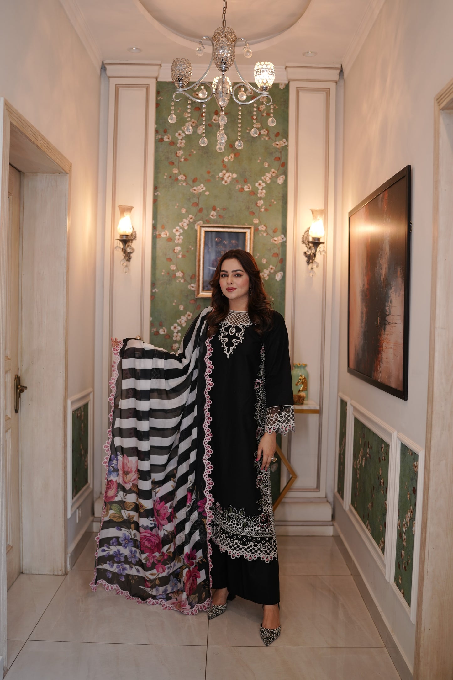 Rs 12500 Aneelas Stitched Luxury Lawn Emb 3pc Silk Duppata [LUX-26-88] [Dispatch Time 2 Months]