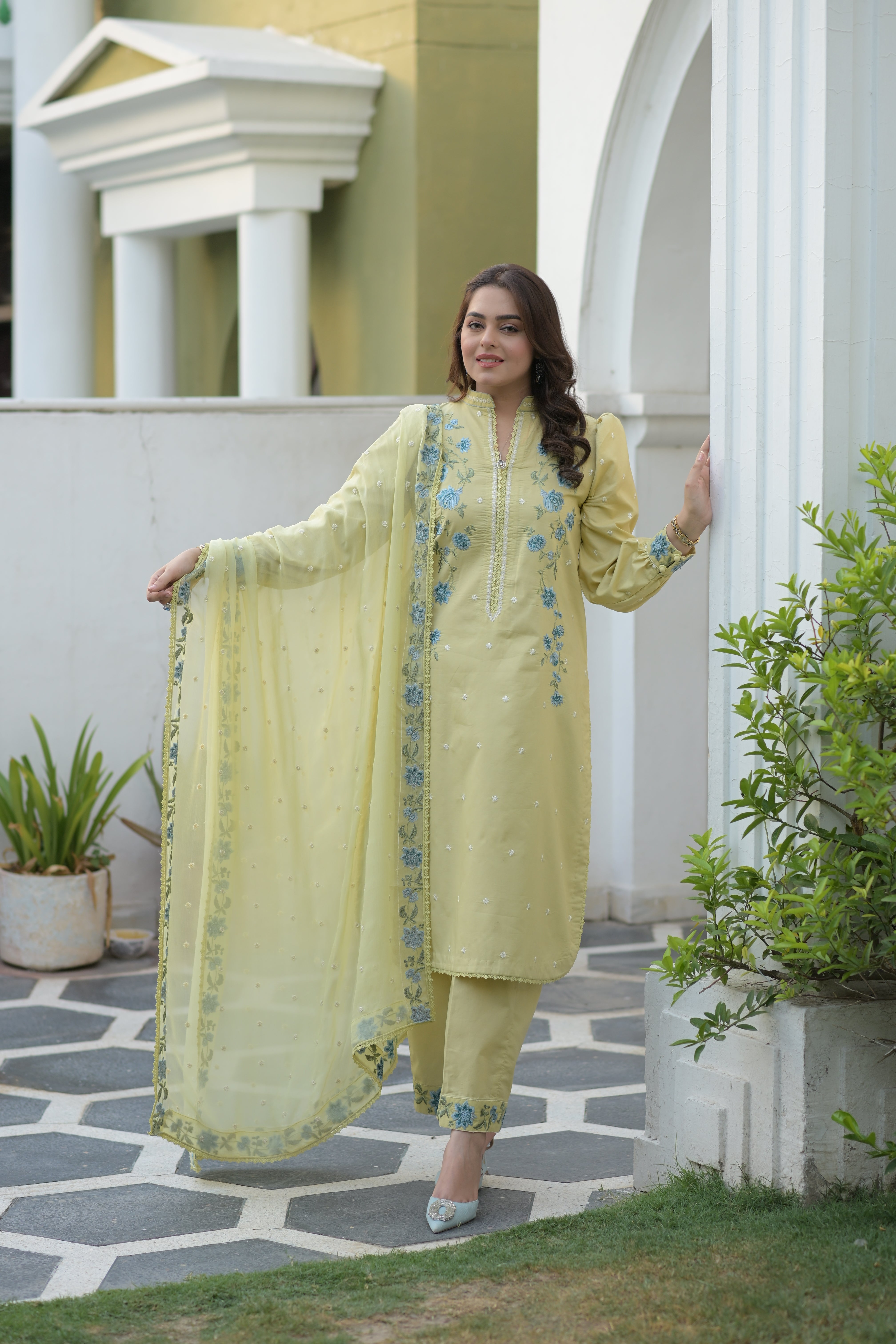 Rs 12700 Aneelas Stitched Lawn Emb 3pc Chiffon Duppata [LUX-26-91] [Dispatch Time 2 Months]