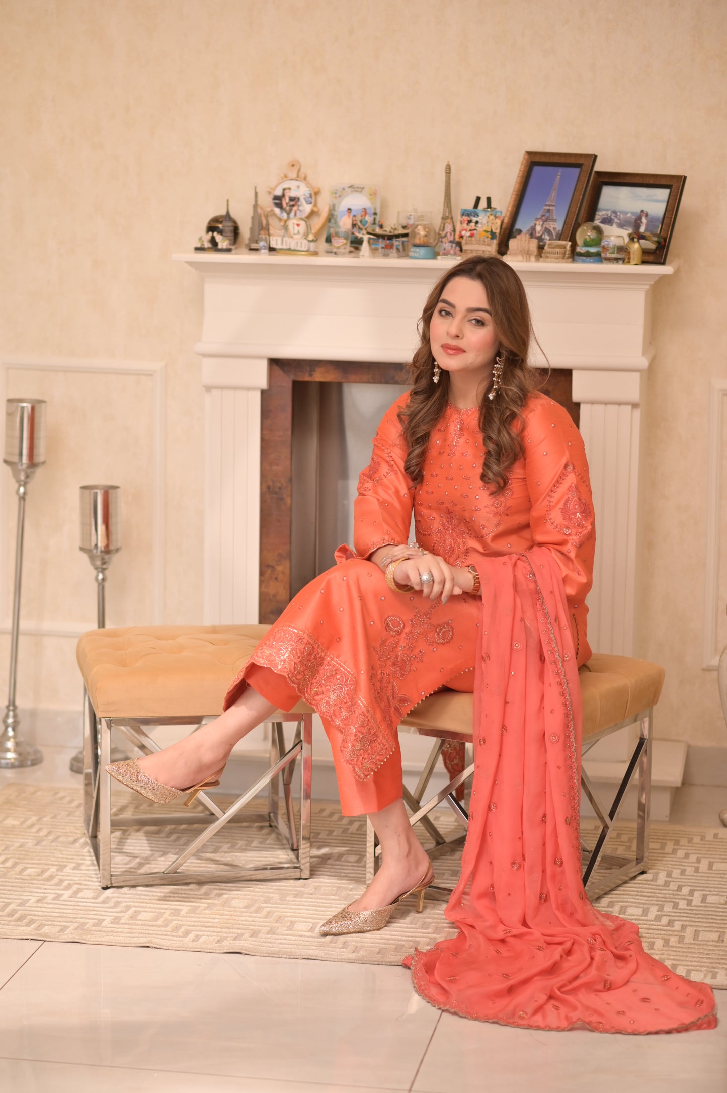 Rs 14500 Aneelas Stitched Silk Chiffon Duppata 3pc [RS-11] [Dispatch Time 2 Months]