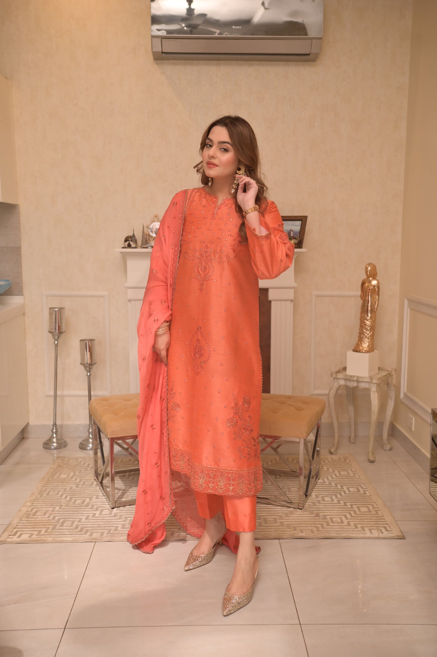 Rs 14500 Aneelas Stitched Silk Chiffon Duppata 3pc [RS-11] [Dispatch Time 2 Months]