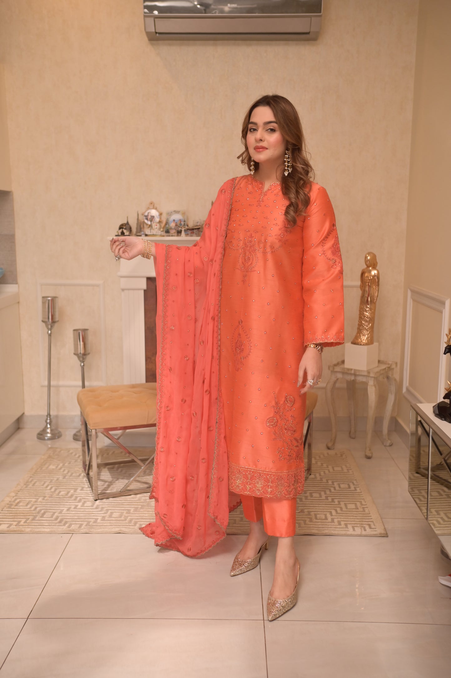 Rs 14500 Aneelas Stitched Silk Chiffon Duppata 3pc [RS-11] [Dispatch Time 2 Months]