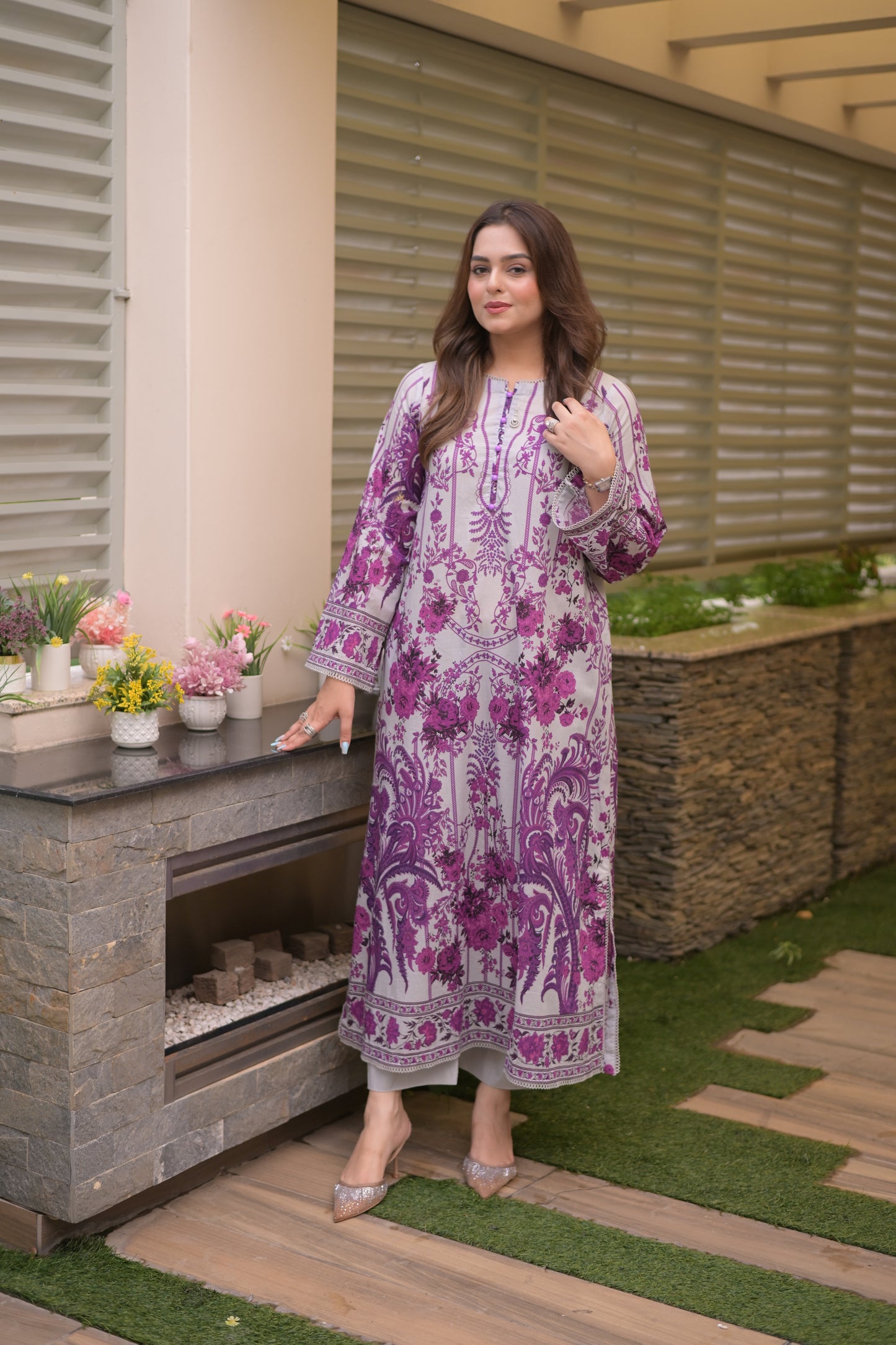 Rs 5500 Aneelas Stitched Print Kaftan 2pc [SPR-26-59] [Dispatch Time 1 Month]