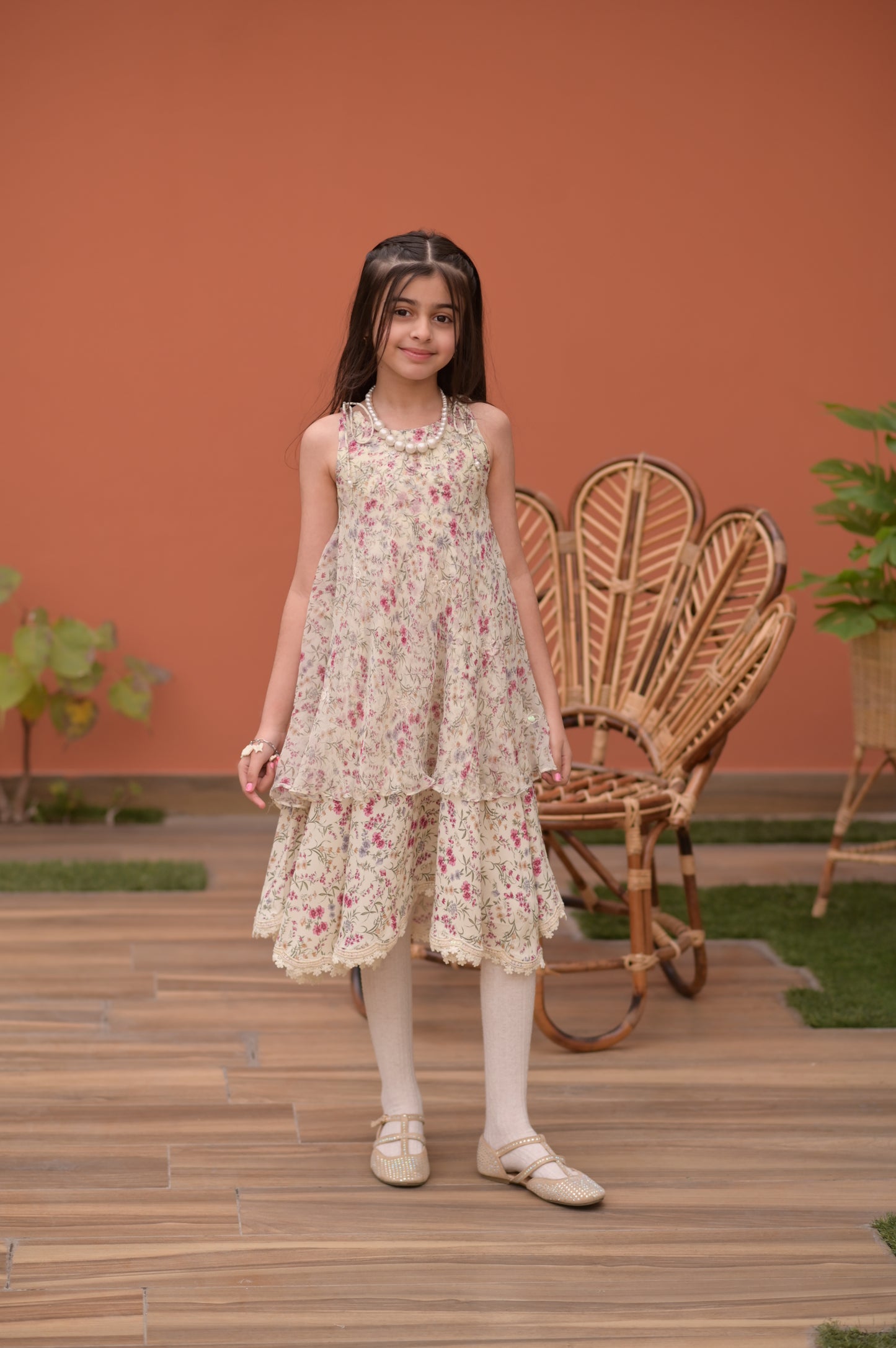 Rs 8000 Aneelas Kids Stitched Frock 2pc [KD-02-B] [Dispatch Ready]